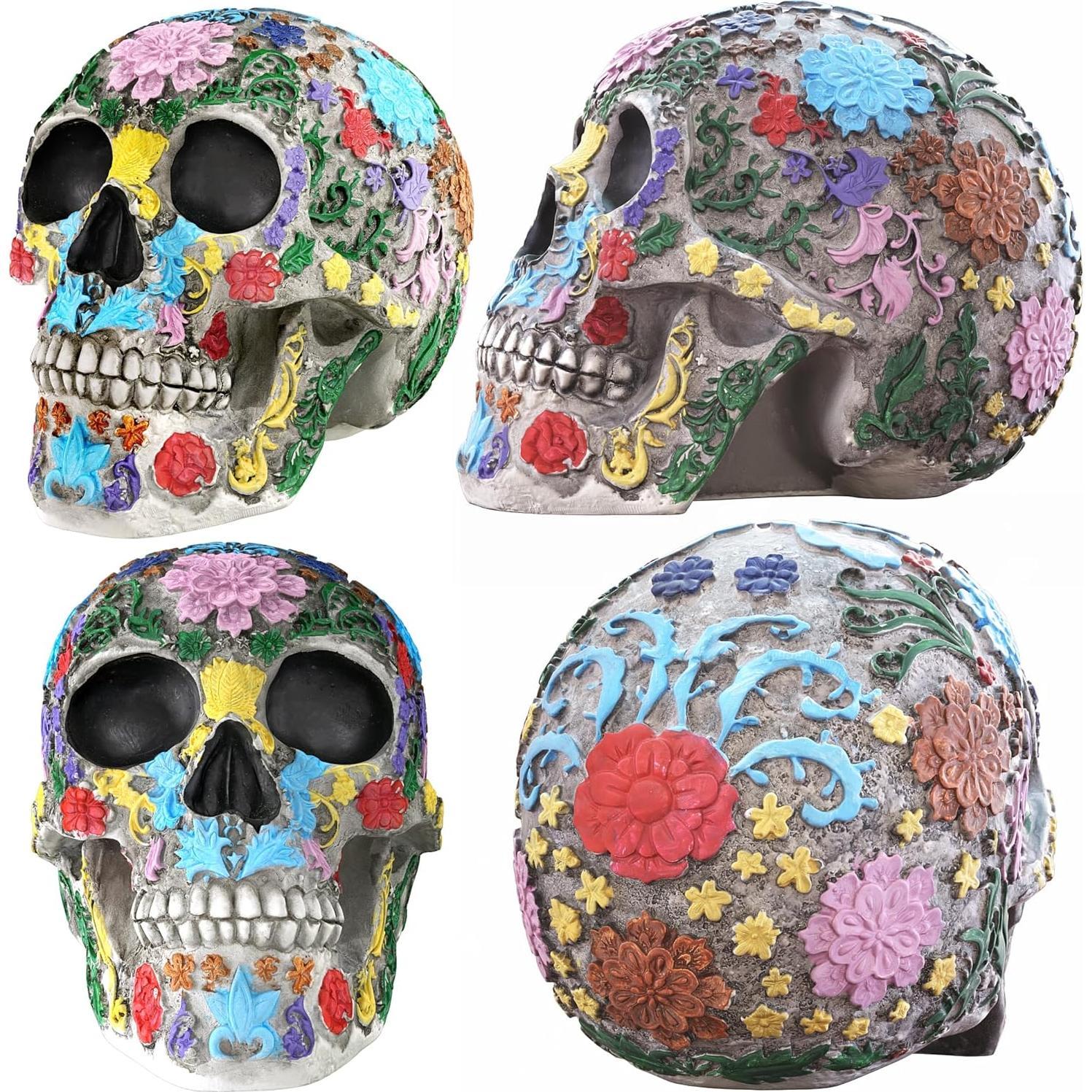 Calavera Humana de Resina READAEER 19.3x14.2x15.5 cm Colorida