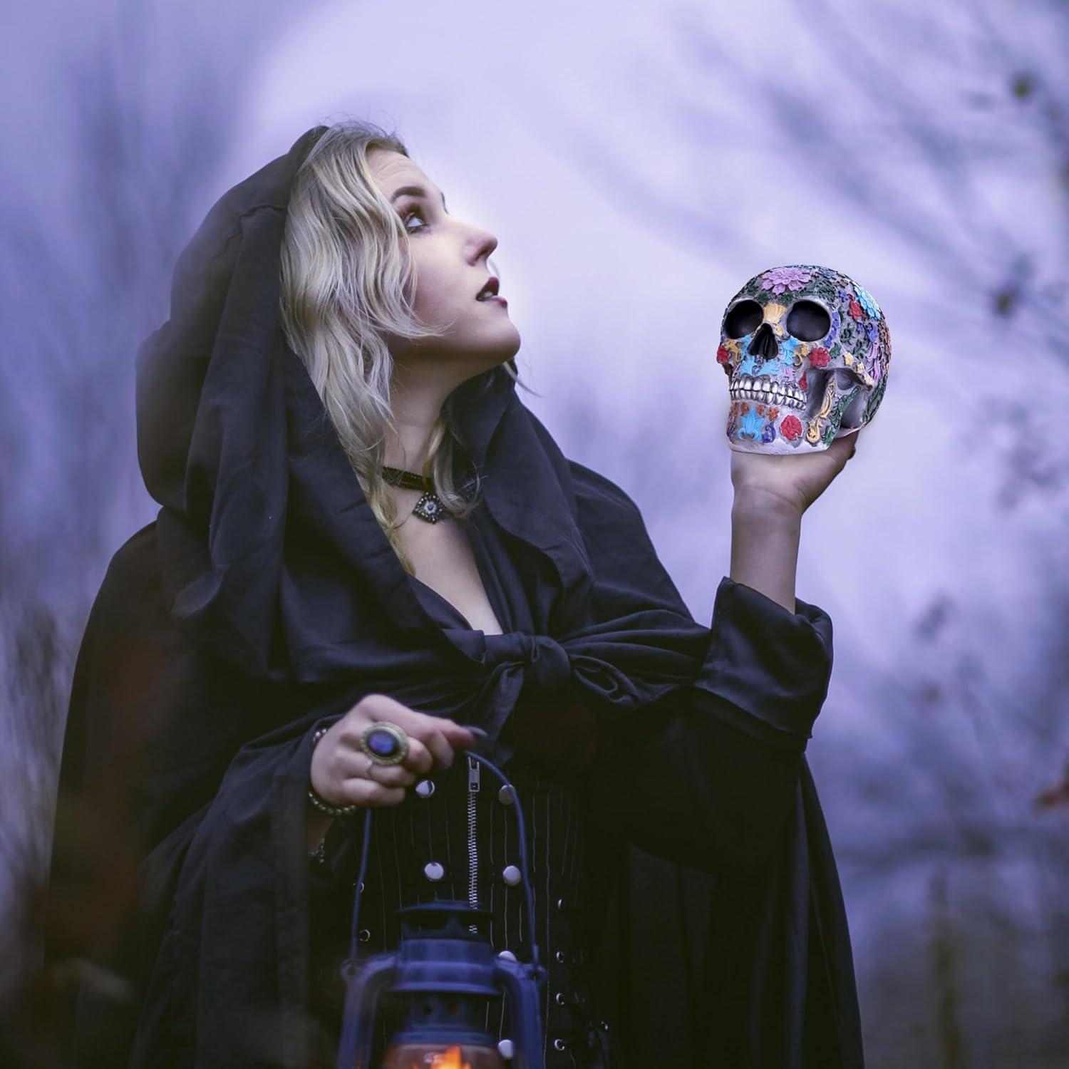 Calavera Humana de Resina READAEER 19.3x14.2x15.5 cm Colorida