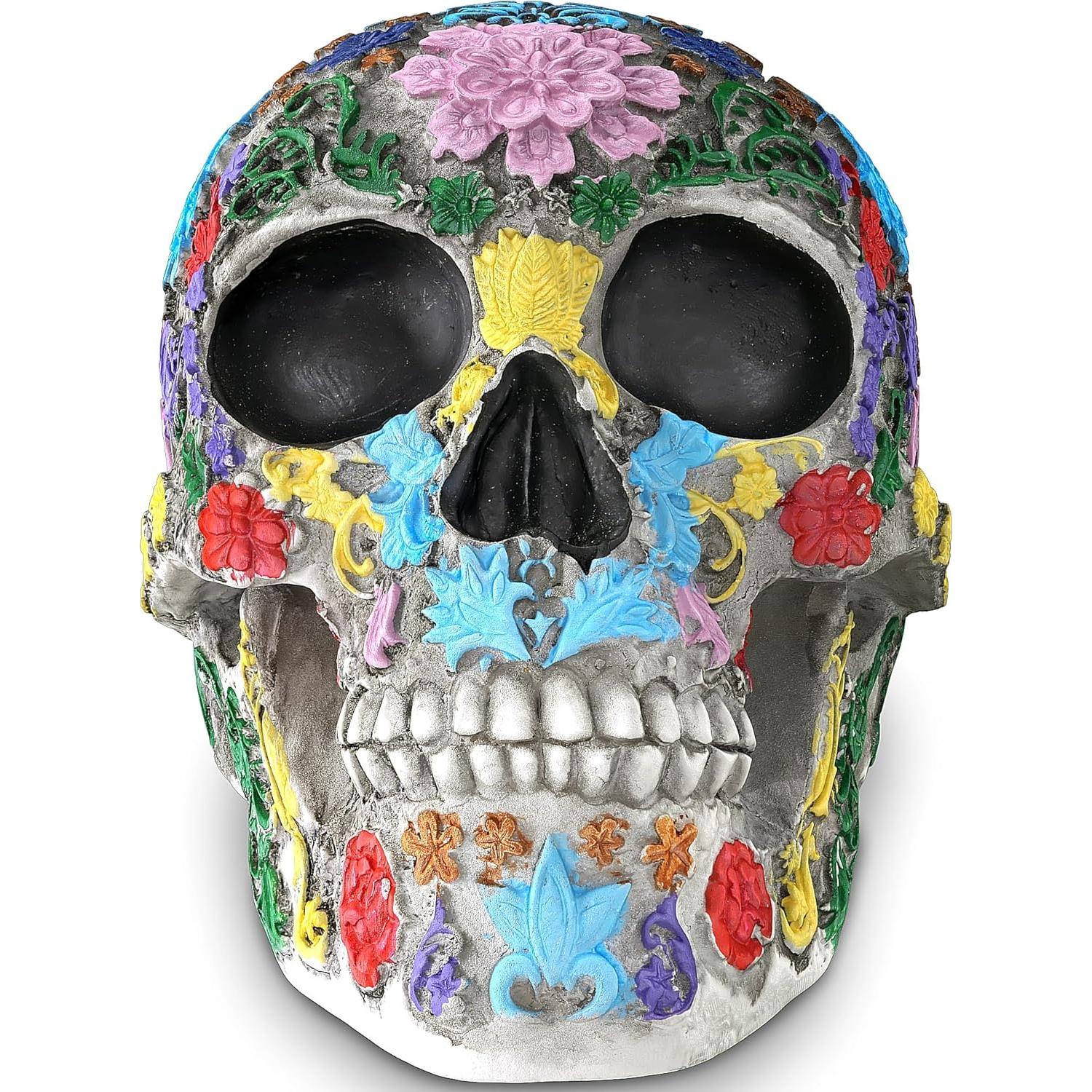 Calavera Humana de Resina READAEER 19.3x14.2x15.5 cm Colorida