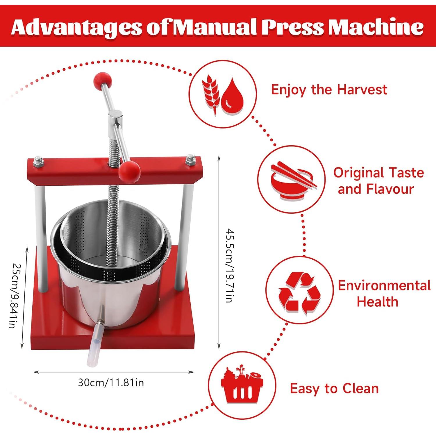 Prensa Manual de Vino DUTTIETY 6L Acero Inoxidable