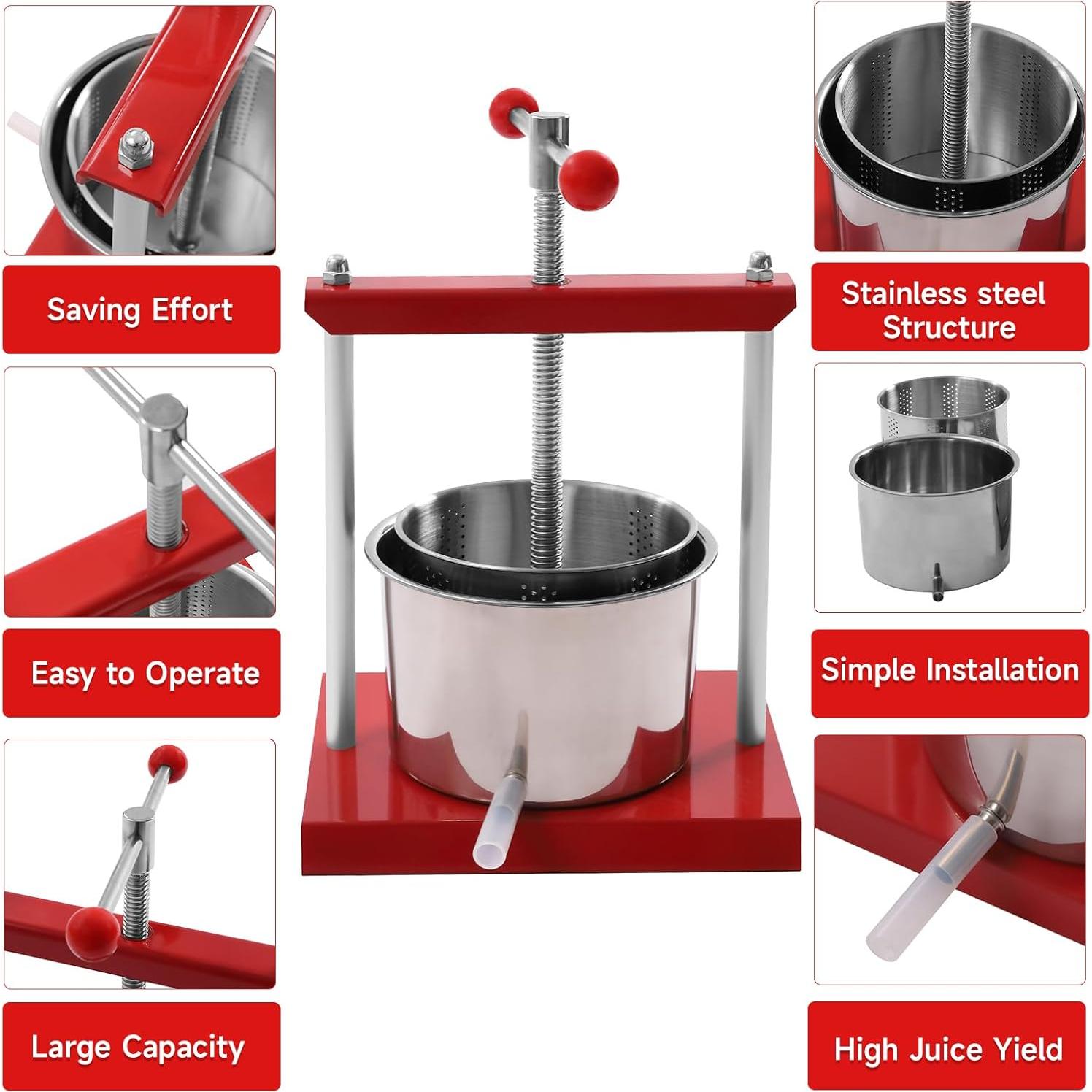 Prensa Manual de Vino DUTTIETY 6L Acero Inoxidable