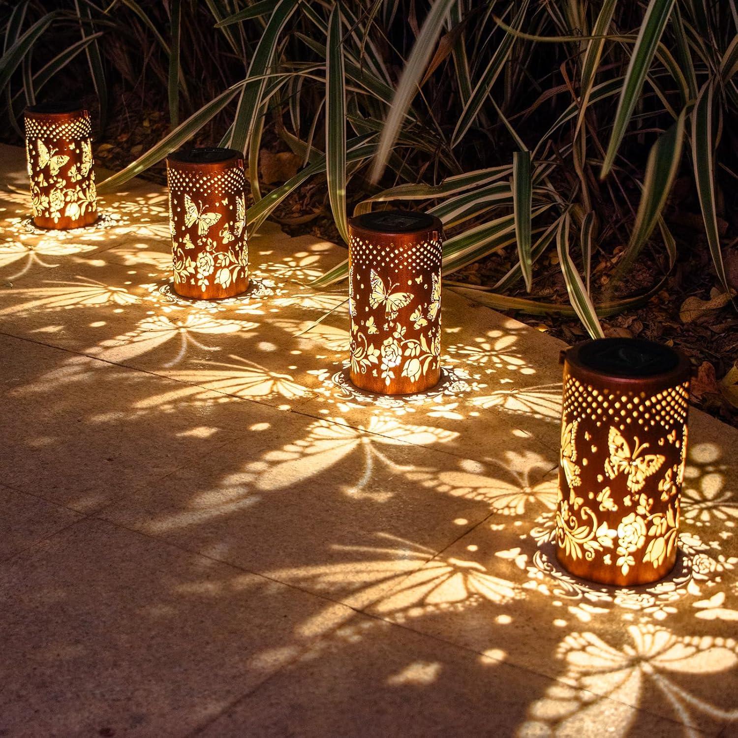 Linterna Solar Colgante DIBIEECN Mariposa LED Jardín 18cm