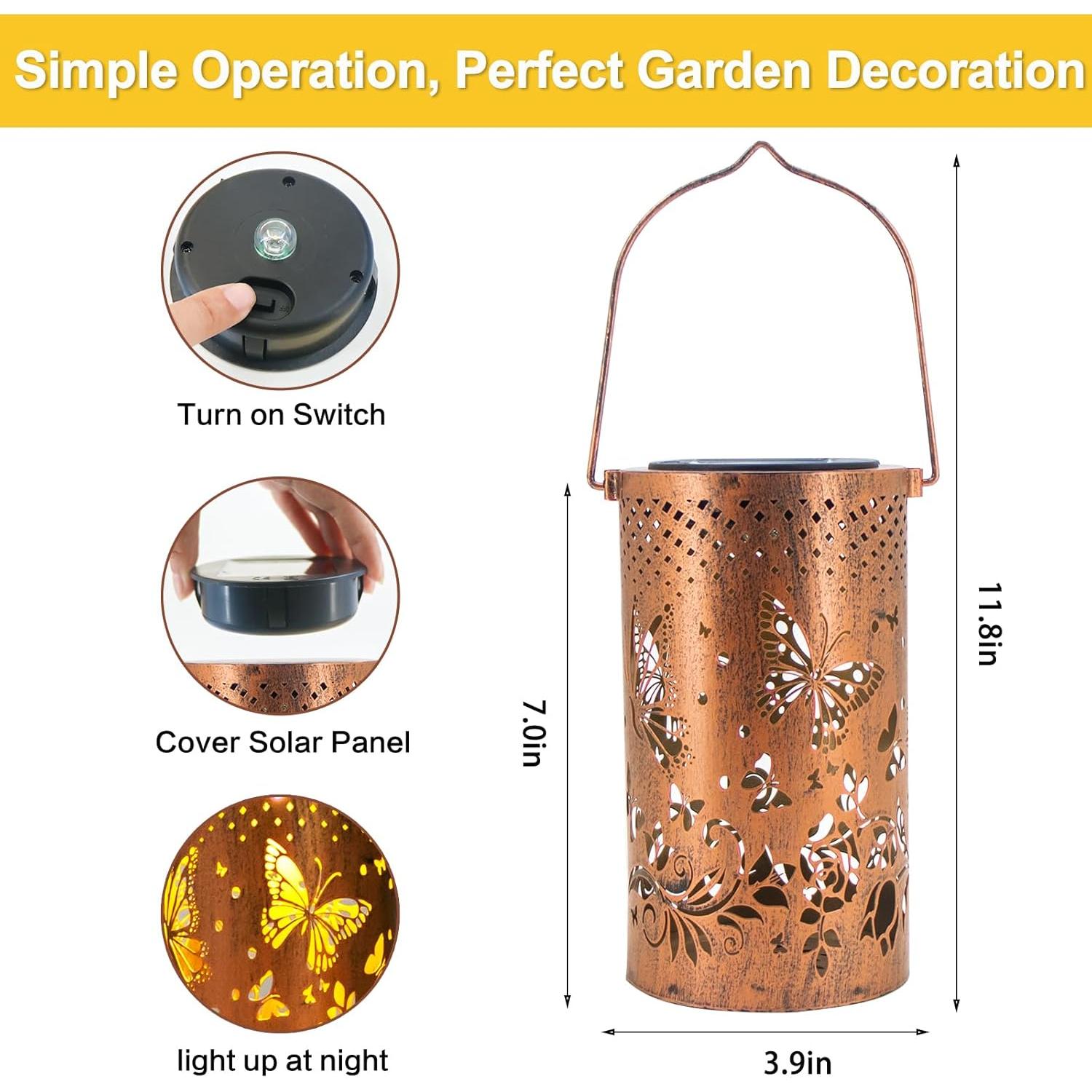 Linterna Solar Colgante DIBIEECN Mariposa LED Jardín 18cm