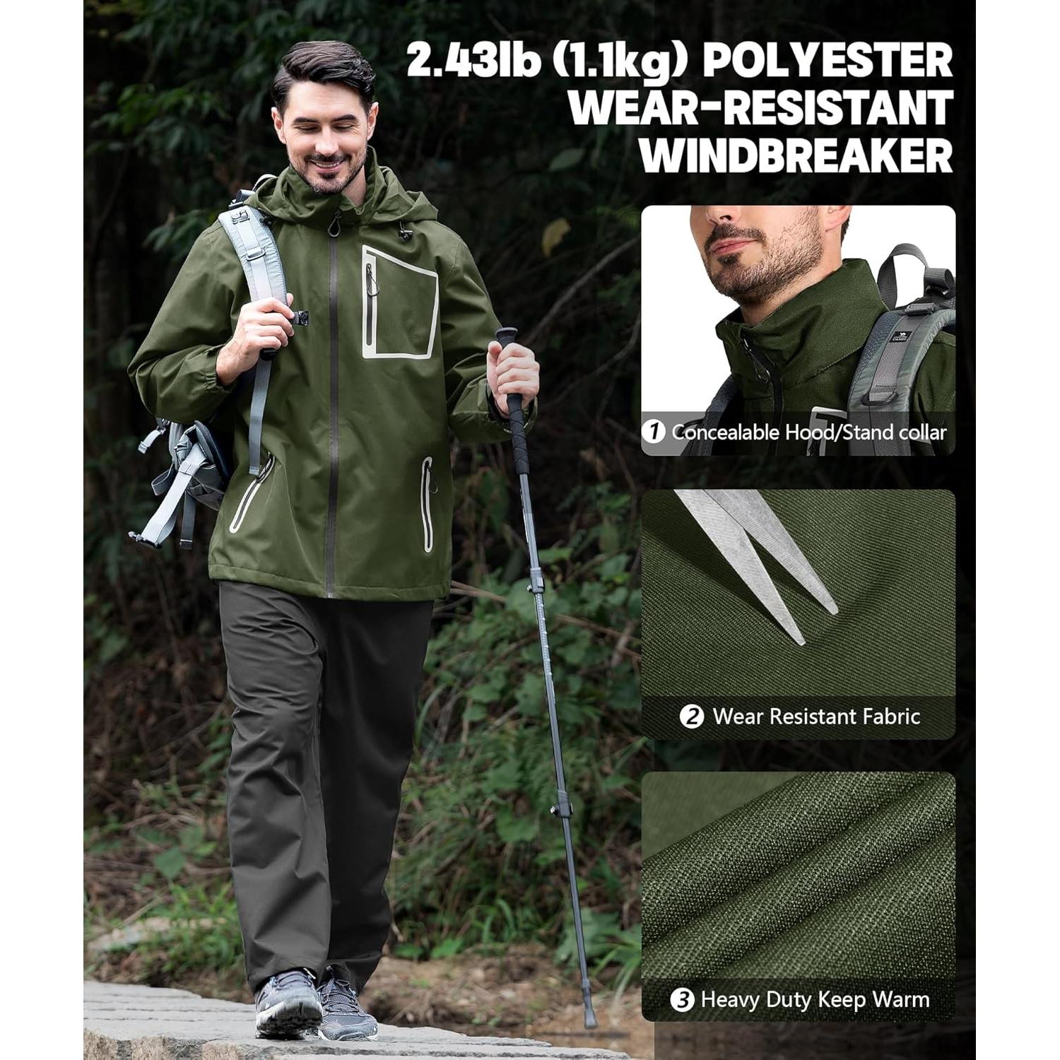 Traje de Lluvia para Hombre SWISSWELL Impermeable Verde Militar