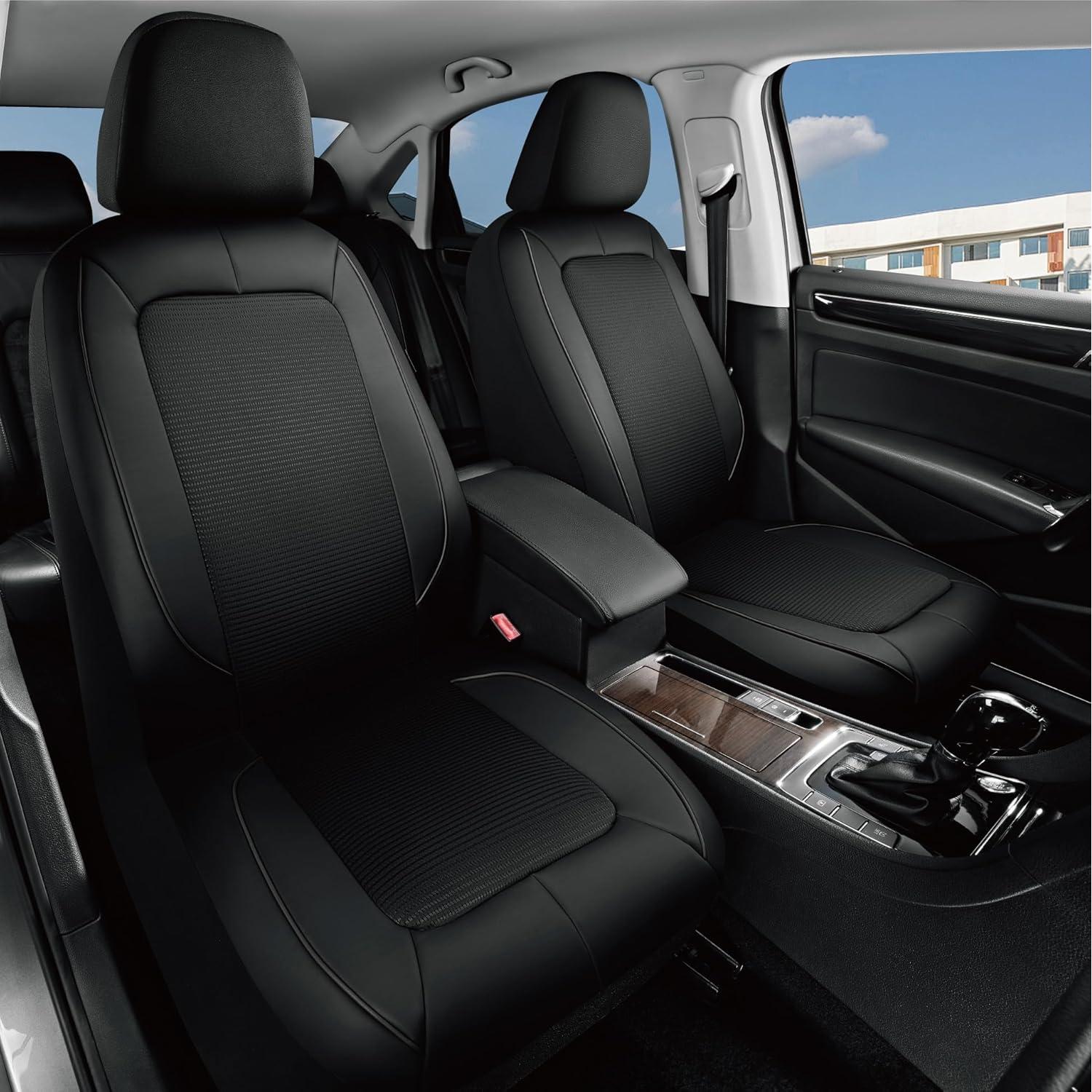 Funda de Asiento de Coche PIC AUTO, Cuero y Malla, Negro