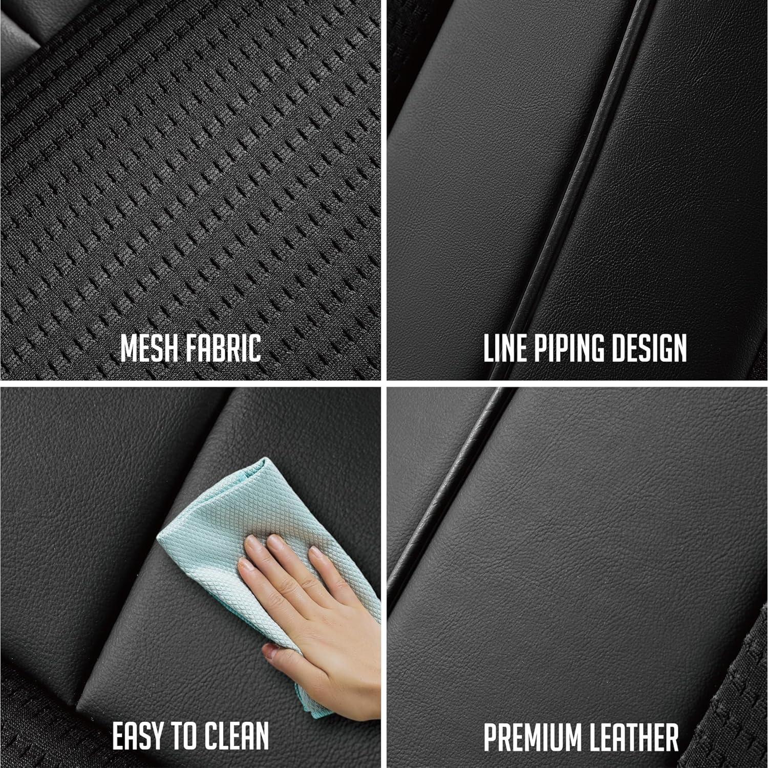 Funda de Asiento de Coche PIC AUTO, Cuero y Malla, Negro