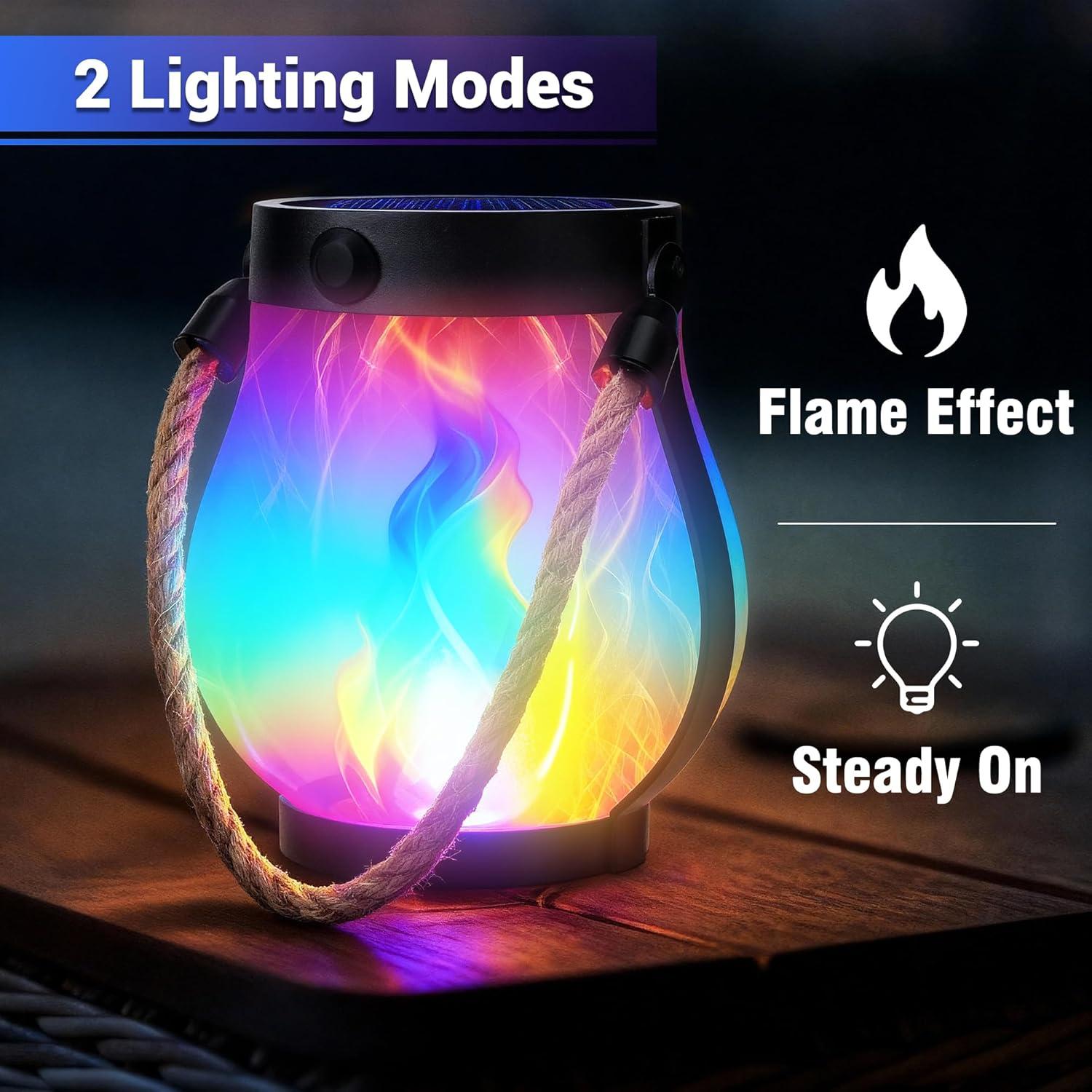 Linterna Solar de Llama Jyoiat Morada Impermeable 2 Pzs