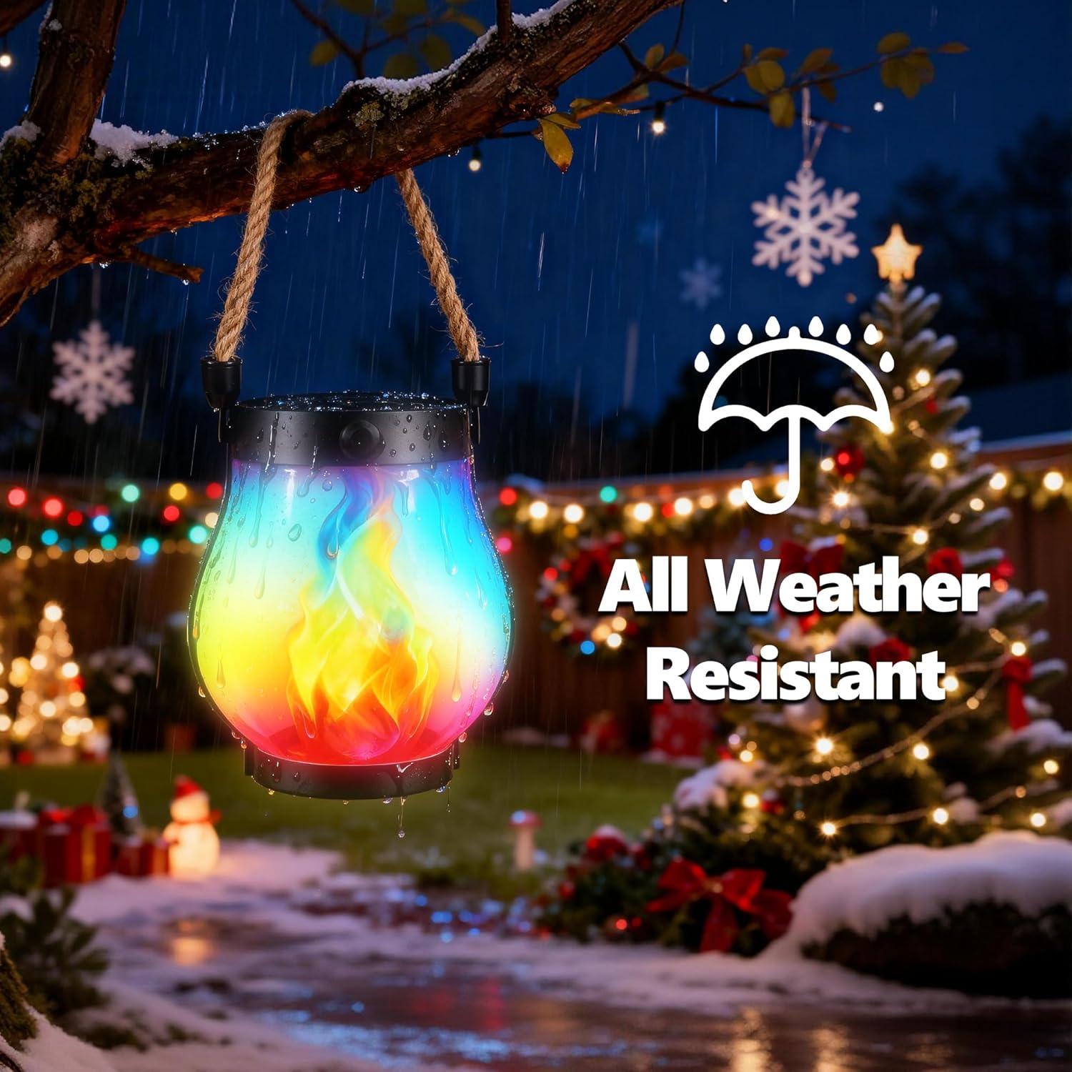 Linterna Solar de Llama Jyoiat Morada Impermeable 2 Pzs