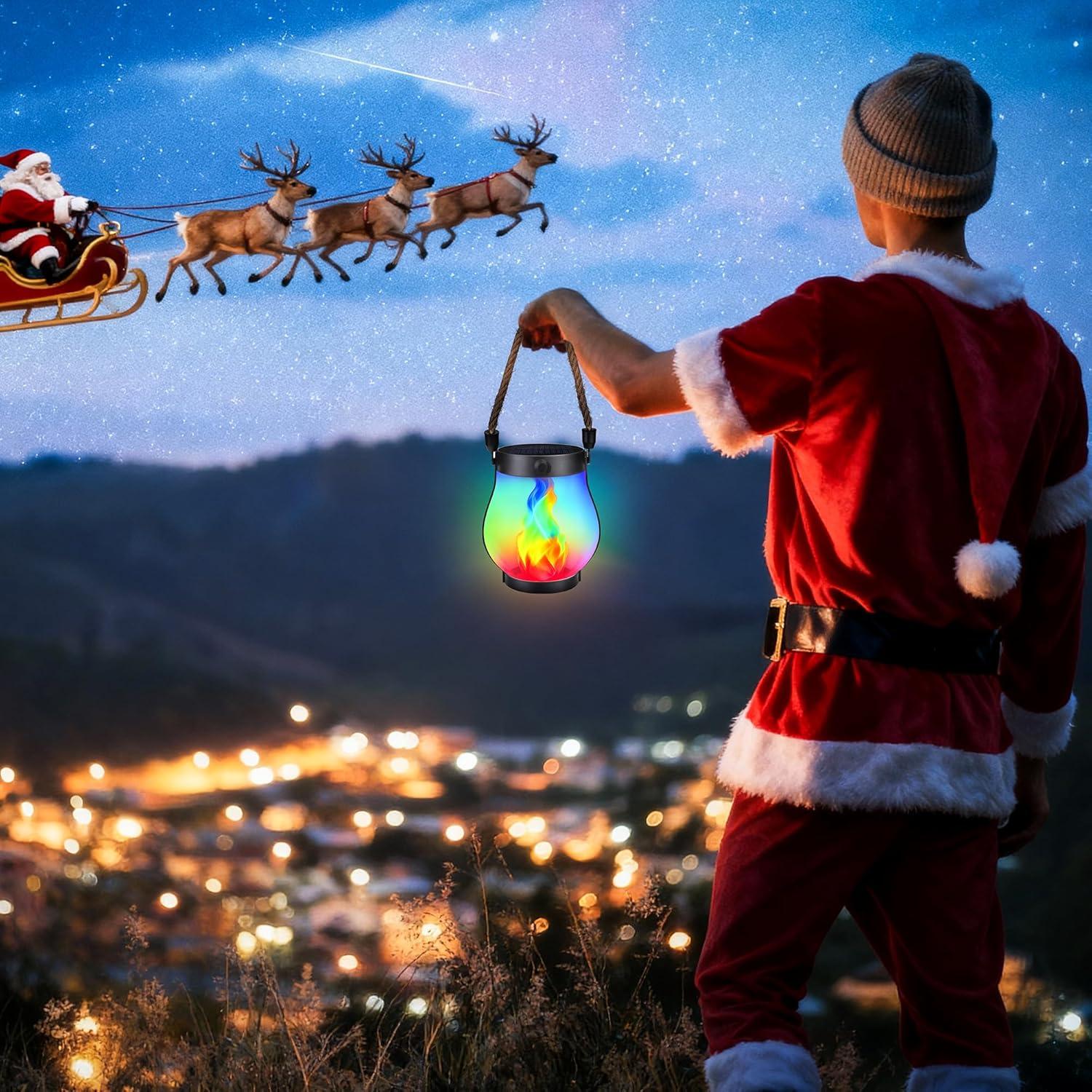 Linterna Solar de Llama Jyoiat Morada Impermeable 2 Pzs