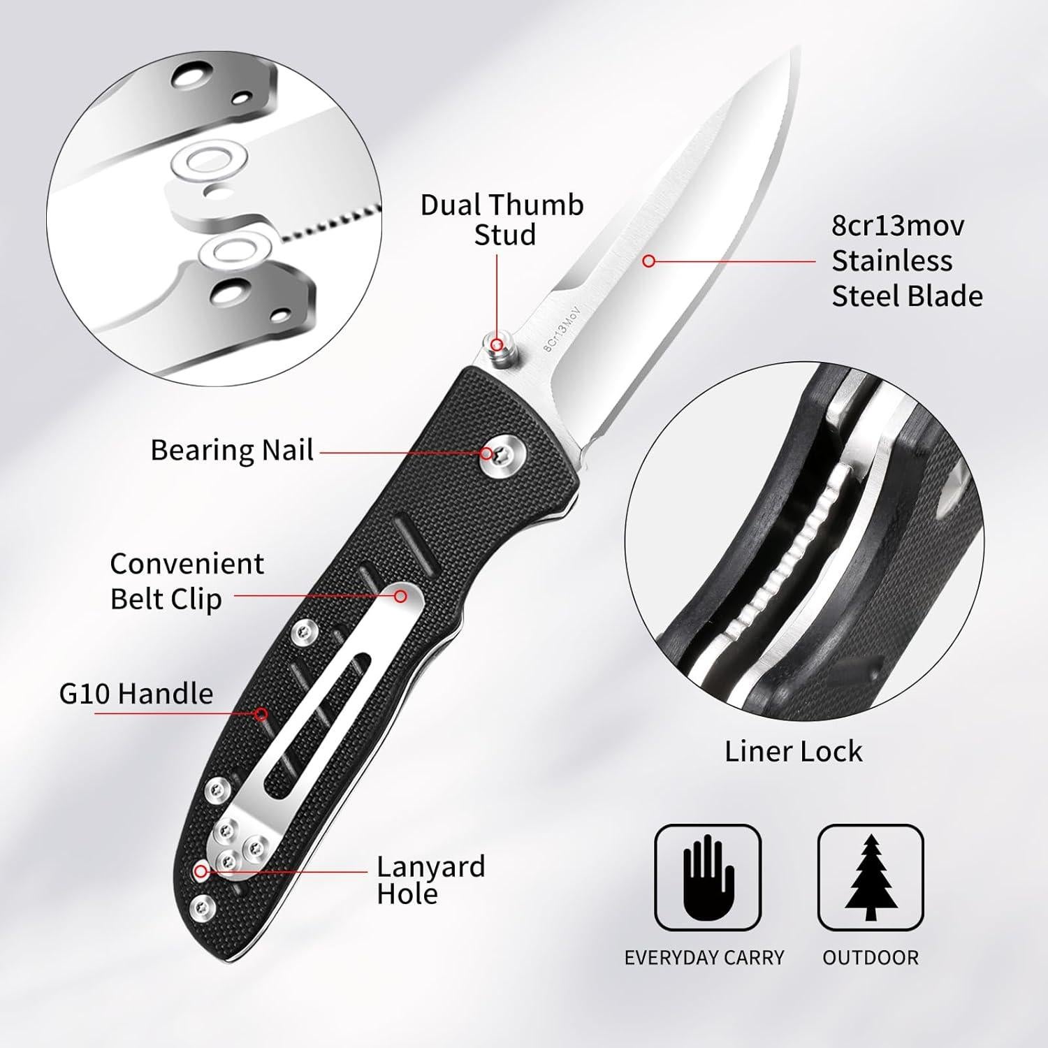 Cuchillo de bolsillo Vickay VK-EM-01, acero 8Cr13MoV 7 cm