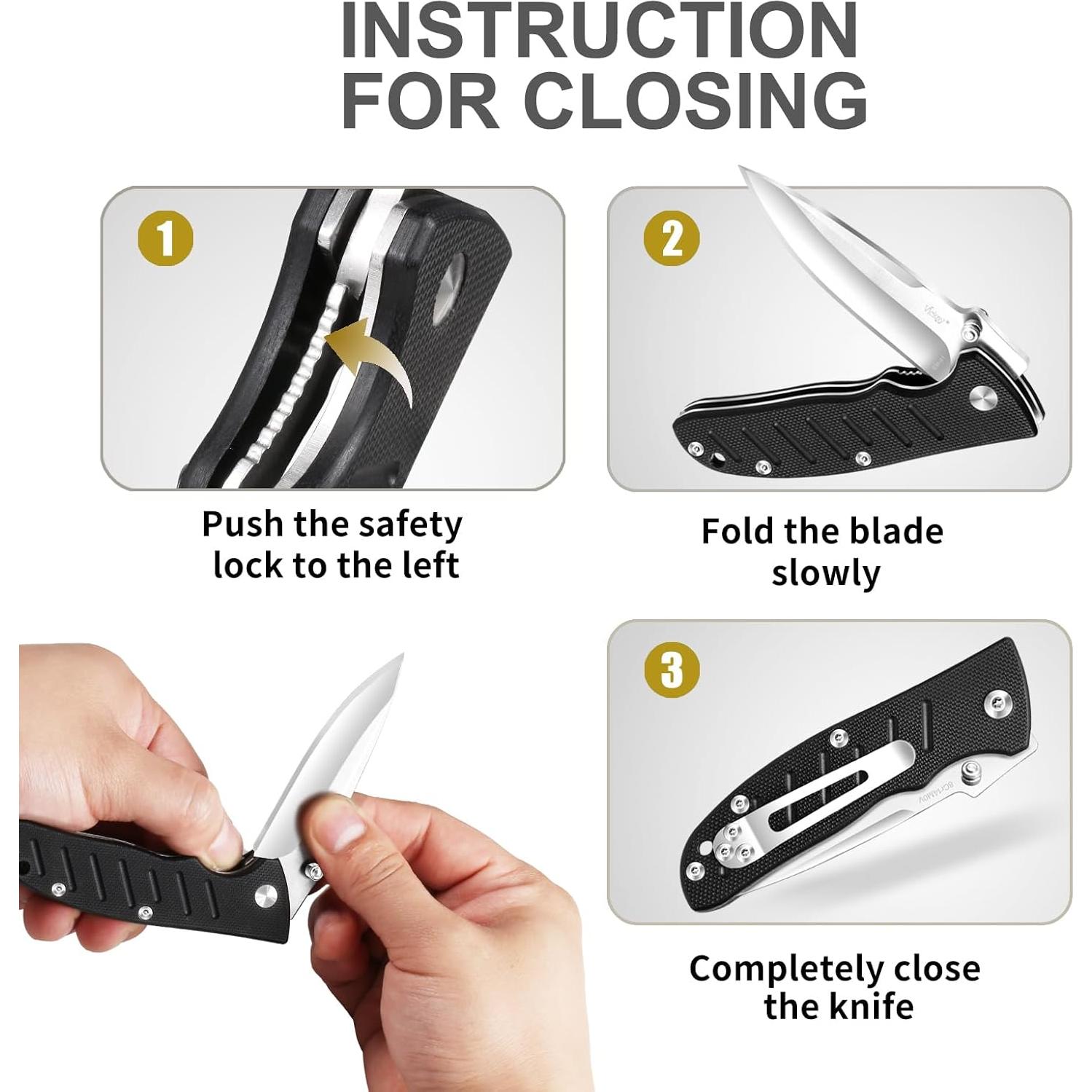 Cuchillo de bolsillo Vickay VK-EM-01, acero 8Cr13MoV 7 cm