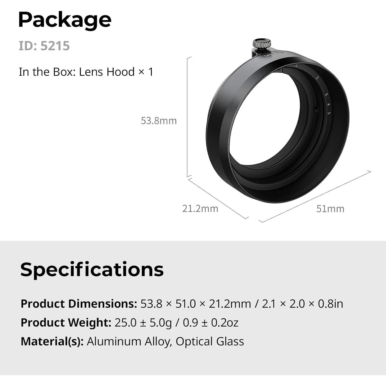 Capucha de Lente SMALLRIG 5215 para Fujifilm - Anti-Rasguños