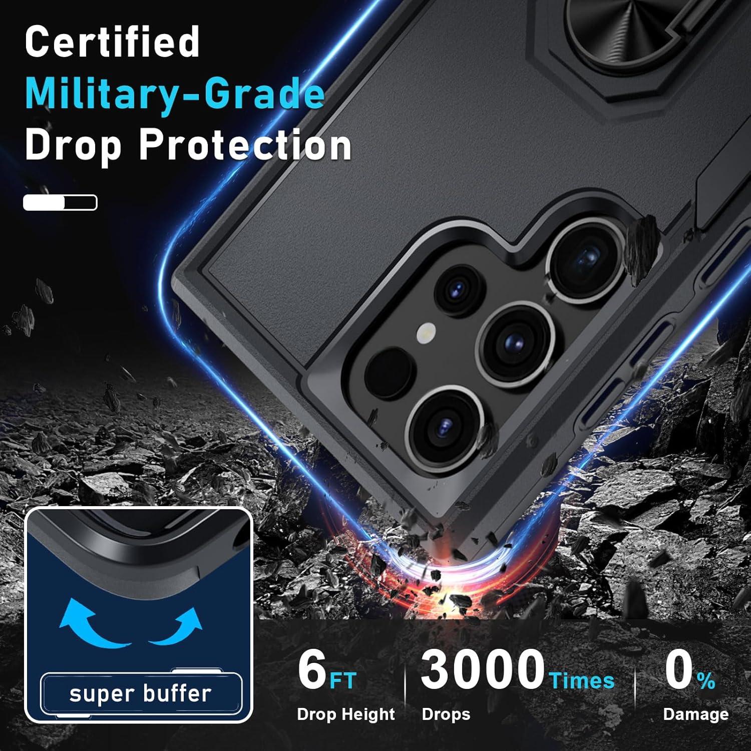 Funda Janmitta para Samsung Galaxy S24 Ultra 2024, Negro Mate