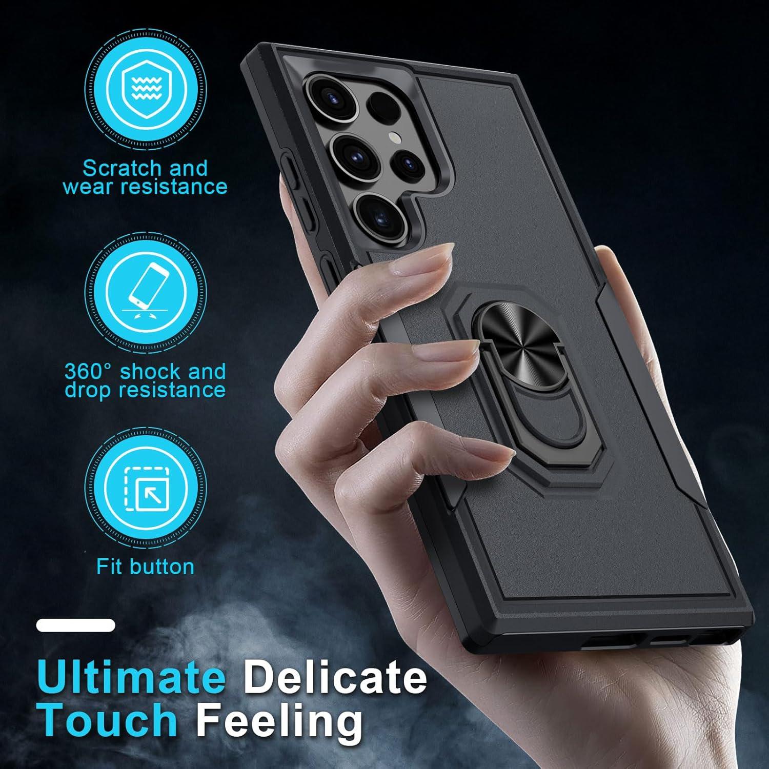 Funda Janmitta para Samsung Galaxy S24 Ultra 2024, Negro Mate