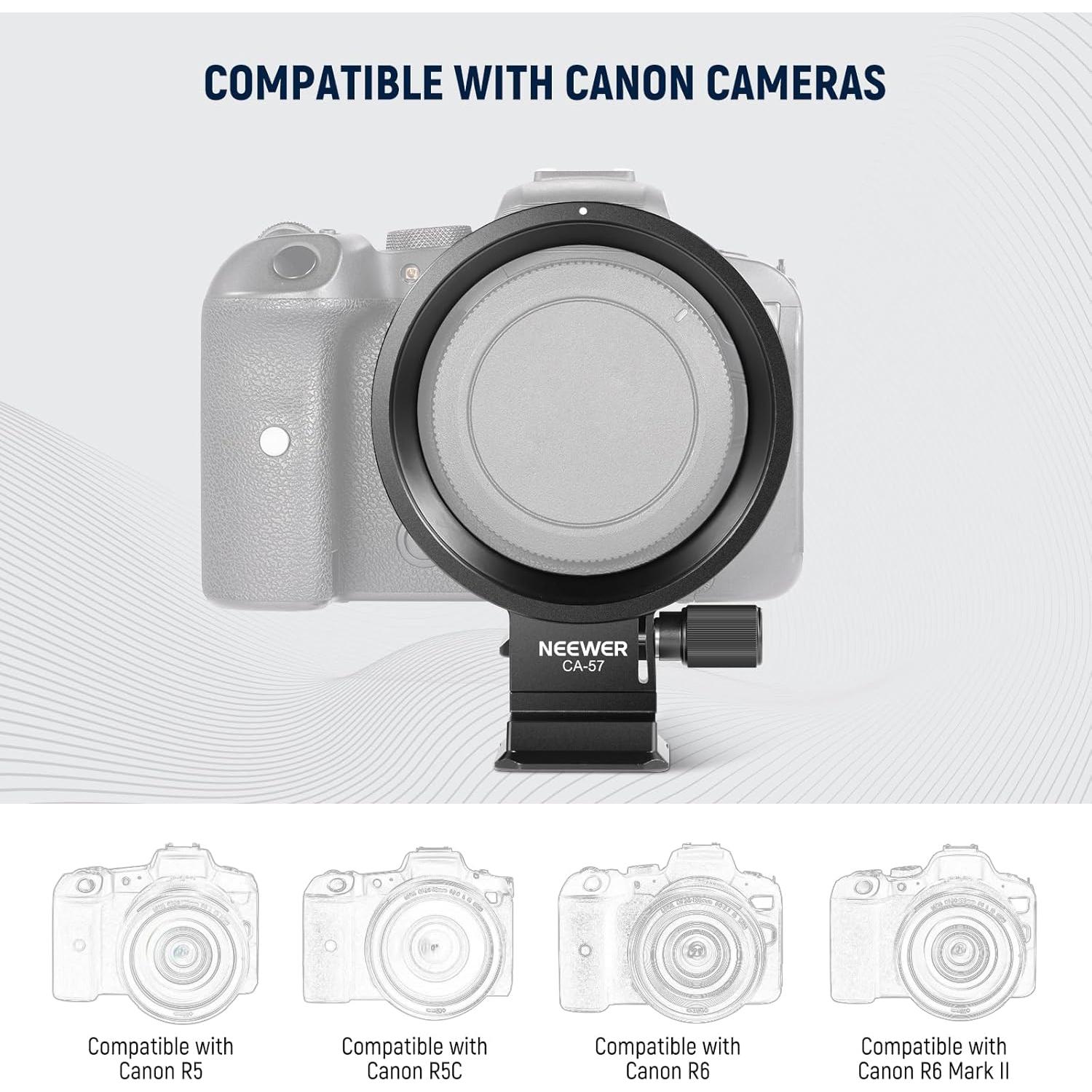 Neewer Rotatable Collar Mount Plate for Canon EOS R5 R5C R6 Mark II, Fast Horizontal to Vertical Camera Tripod Lens Mount Ring Compatible with DJI RS 3/2 & Arca Quick Release System, CA-57