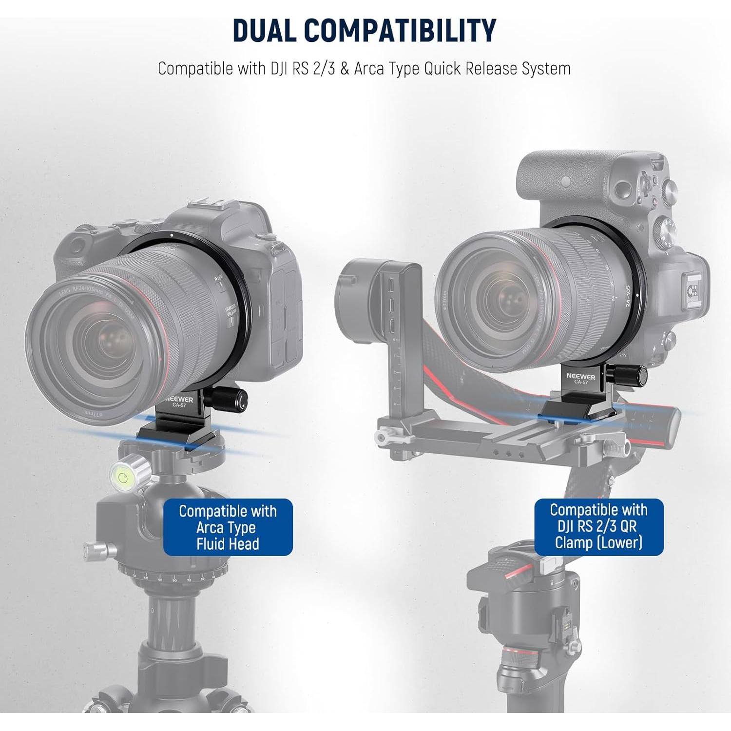 Neewer Rotatable Collar Mount Plate for Canon EOS R5 R5C R6 Mark II, Fast Horizontal to Vertical Camera Tripod Lens Mount Ring Compatible with DJI RS 3/2 & Arca Quick Release System, CA-57