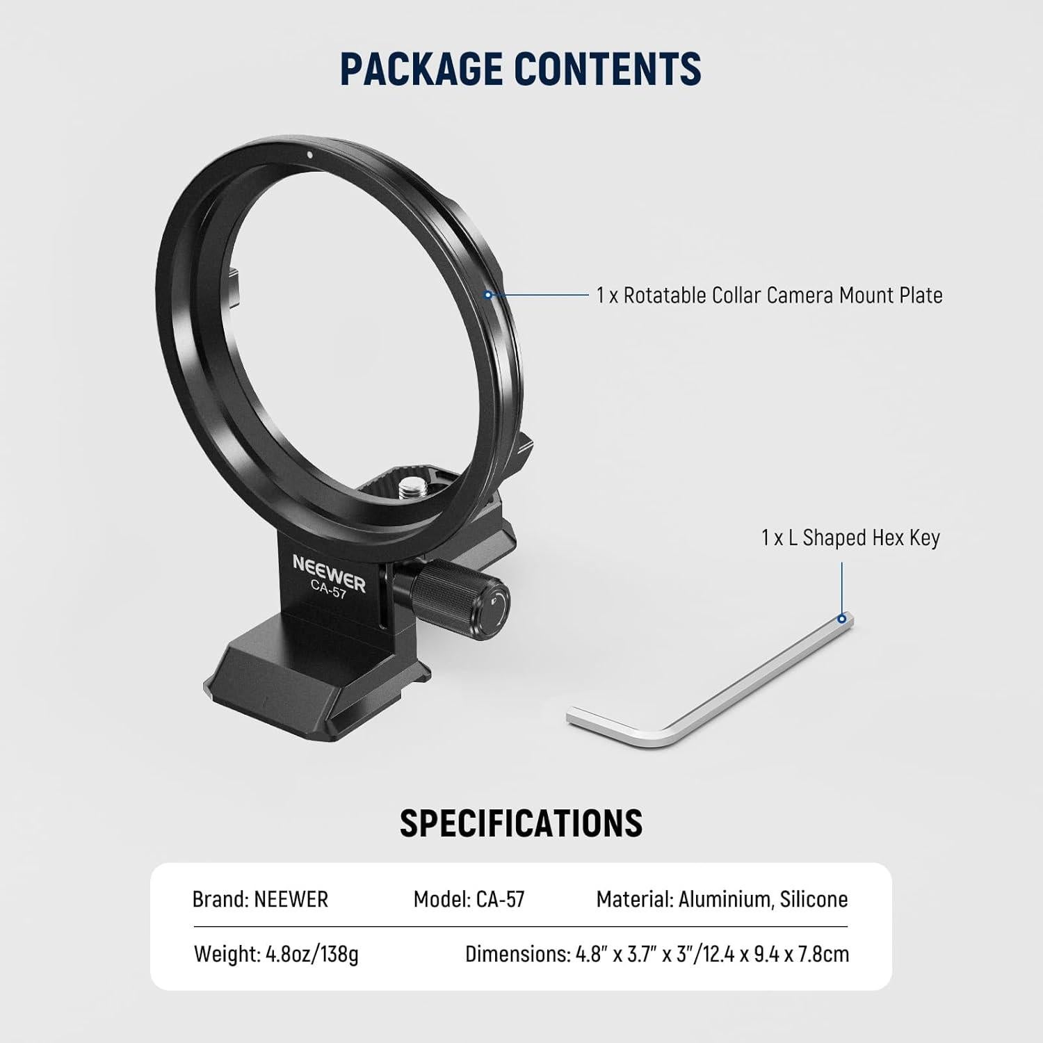 Neewer Rotatable Collar Mount Plate for Canon EOS R5 R5C R6 Mark II, Fast Horizontal to Vertical Camera Tripod Lens Mount Ring Compatible with DJI RS 3/2 & Arca Quick Release System, CA-57