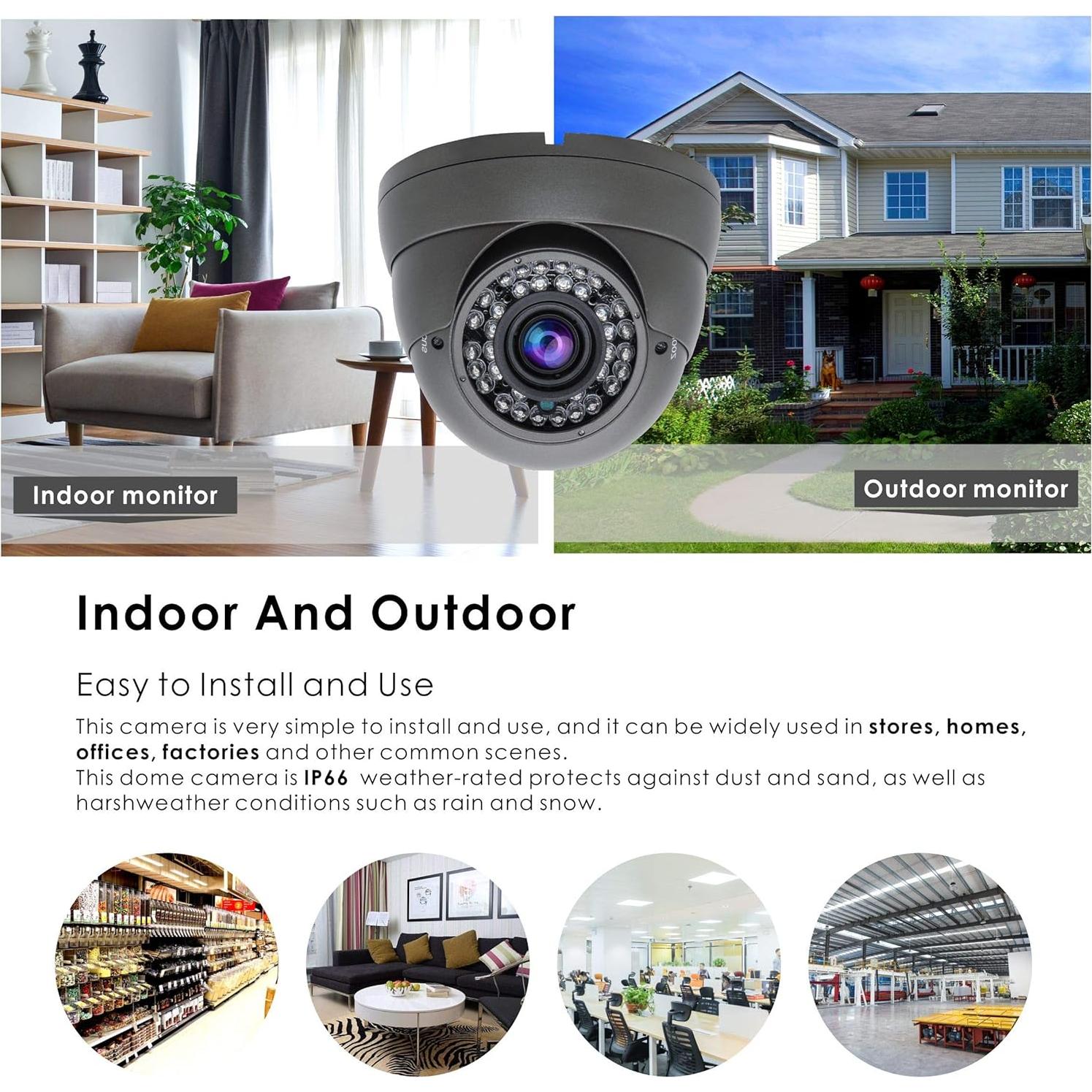 Cámara de Seguridad Híbrida Inwerang 5MP Domo Varifocal 2.8-12mm