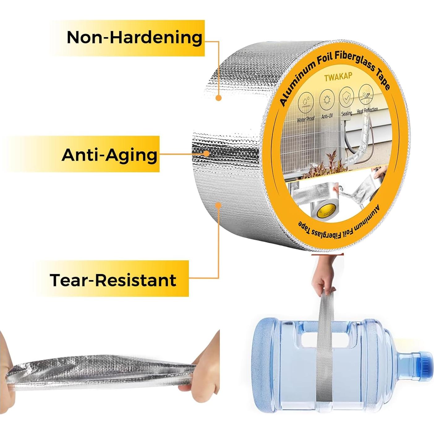 Cinta Aislante de Fibra de Vidrio TWAKAP 5cm x 50m Plata