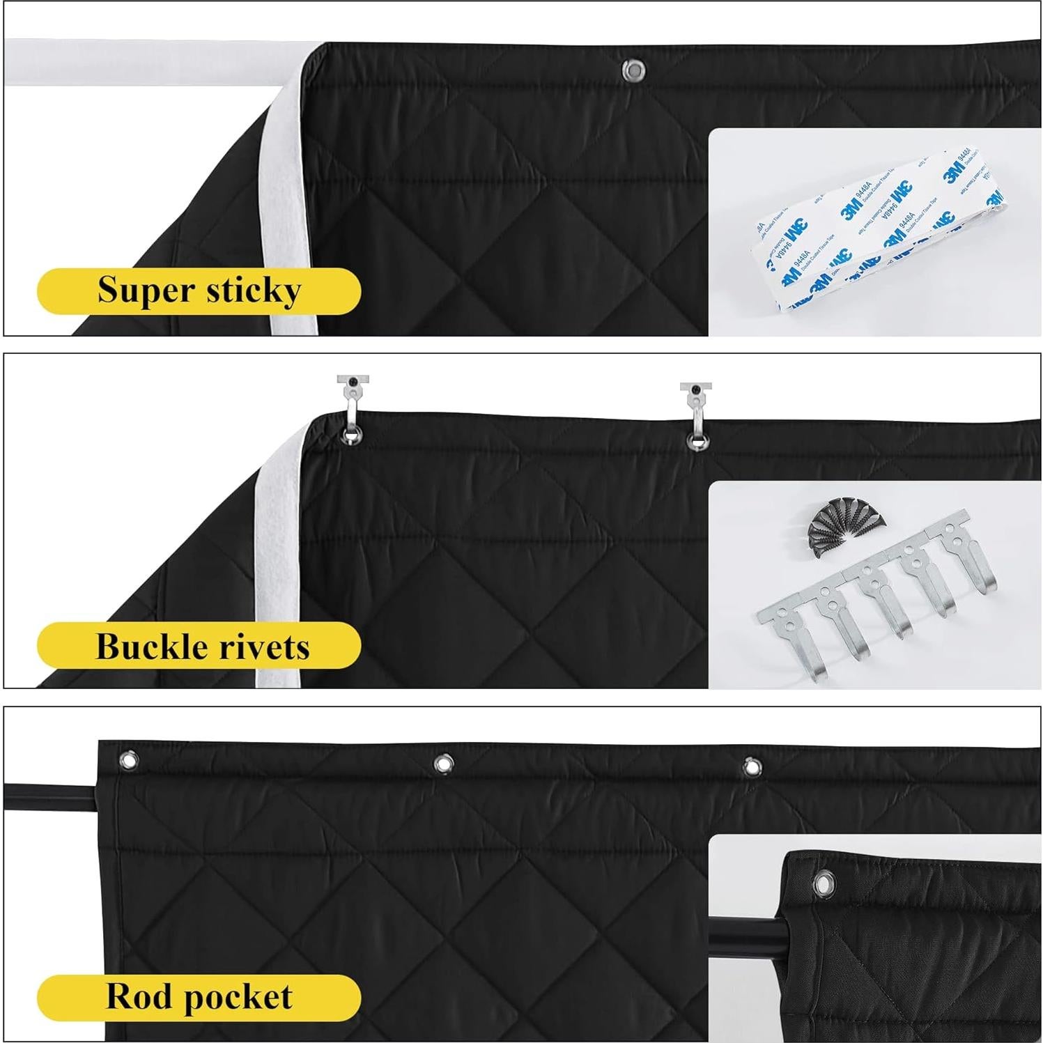 Cortina de Puerta Aislante NICETOWN 86.36x208.28cm Negra