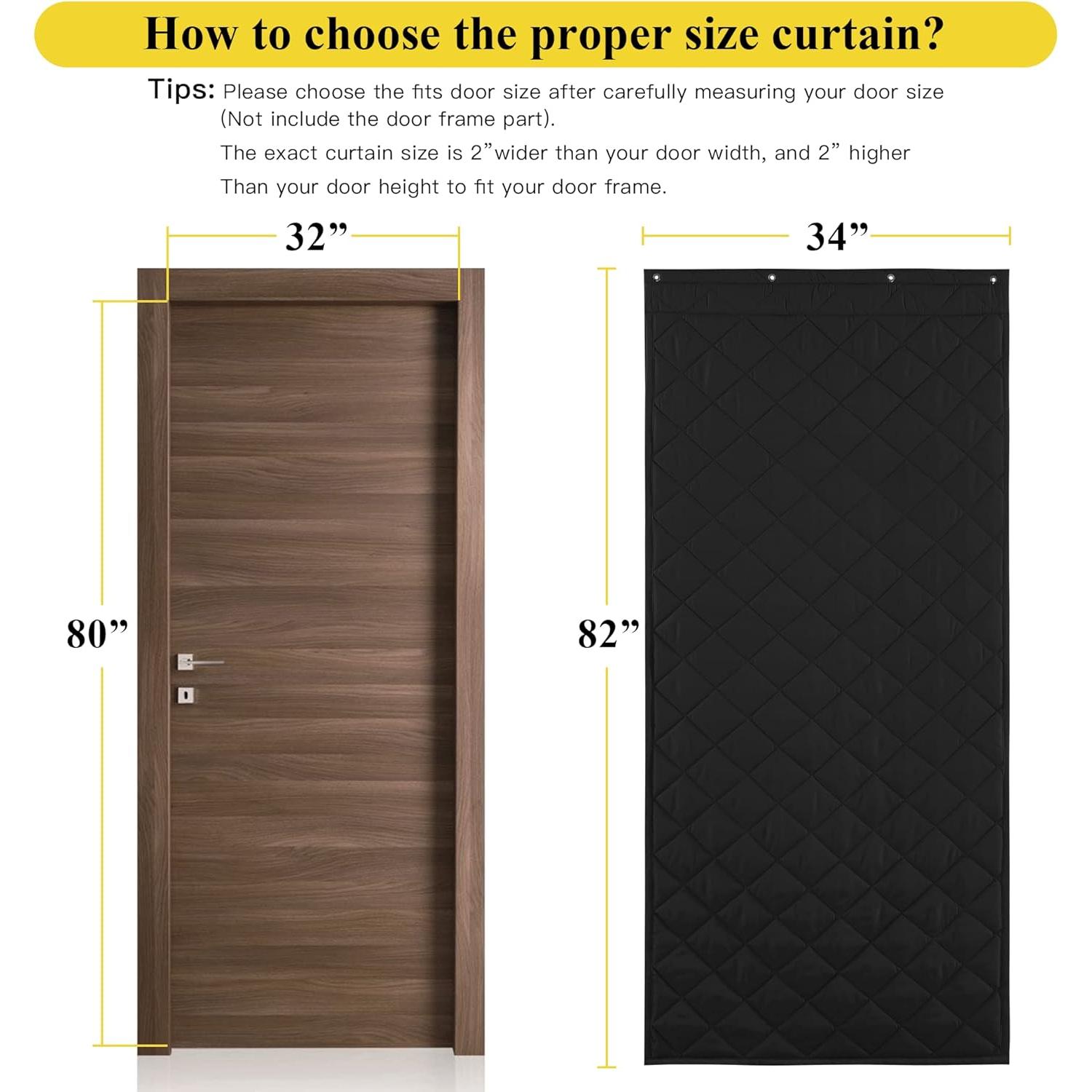 Cortina de Puerta Aislante NICETOWN 86.36x208.28cm Negra