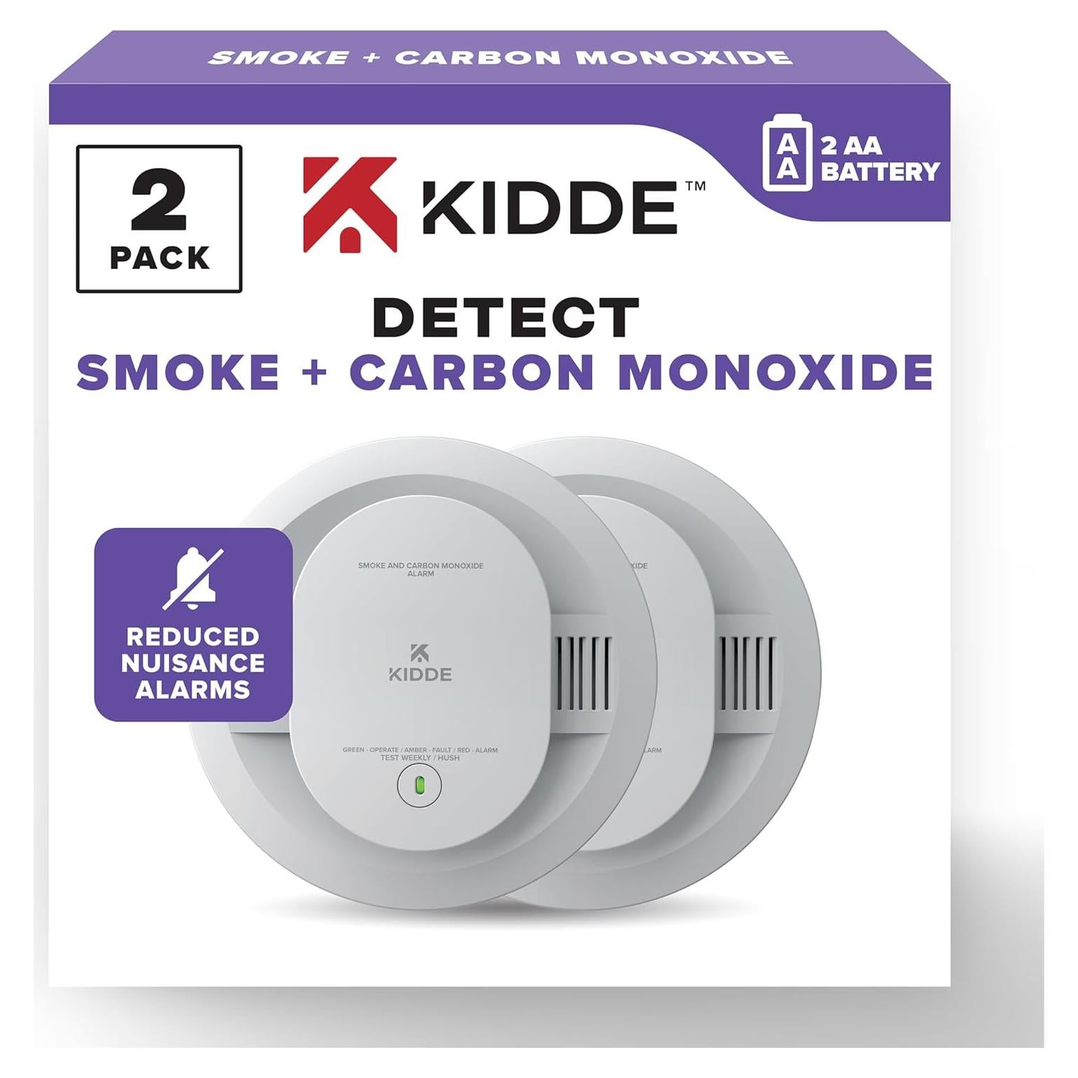 Detector de Humo y Monóxido de Carbono Kidde 30CUDR, Paquete de 2