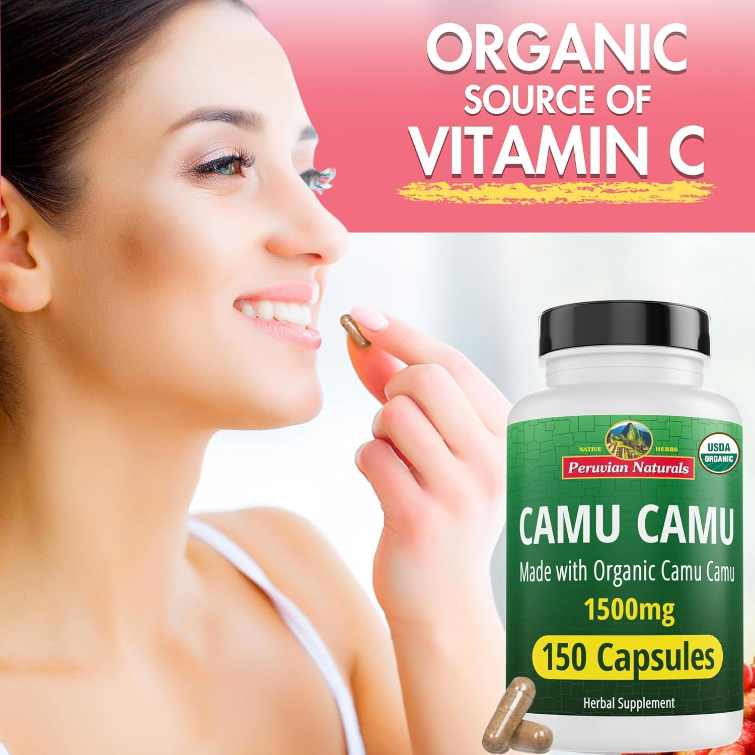 Cápsulas de Vitamina C Orgánica Camu Camu Peruvian Naturals 150 Unidades