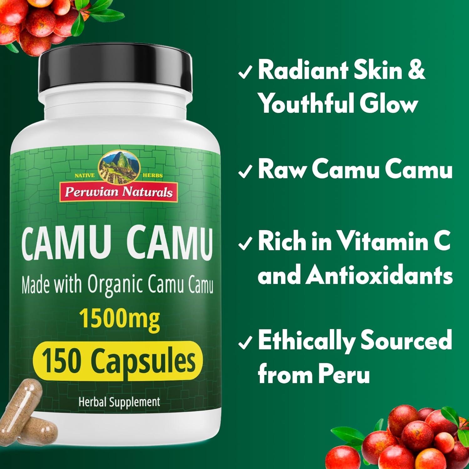 Cápsulas de Vitamina C Orgánica Camu Camu Peruvian Naturals 150 Unidades