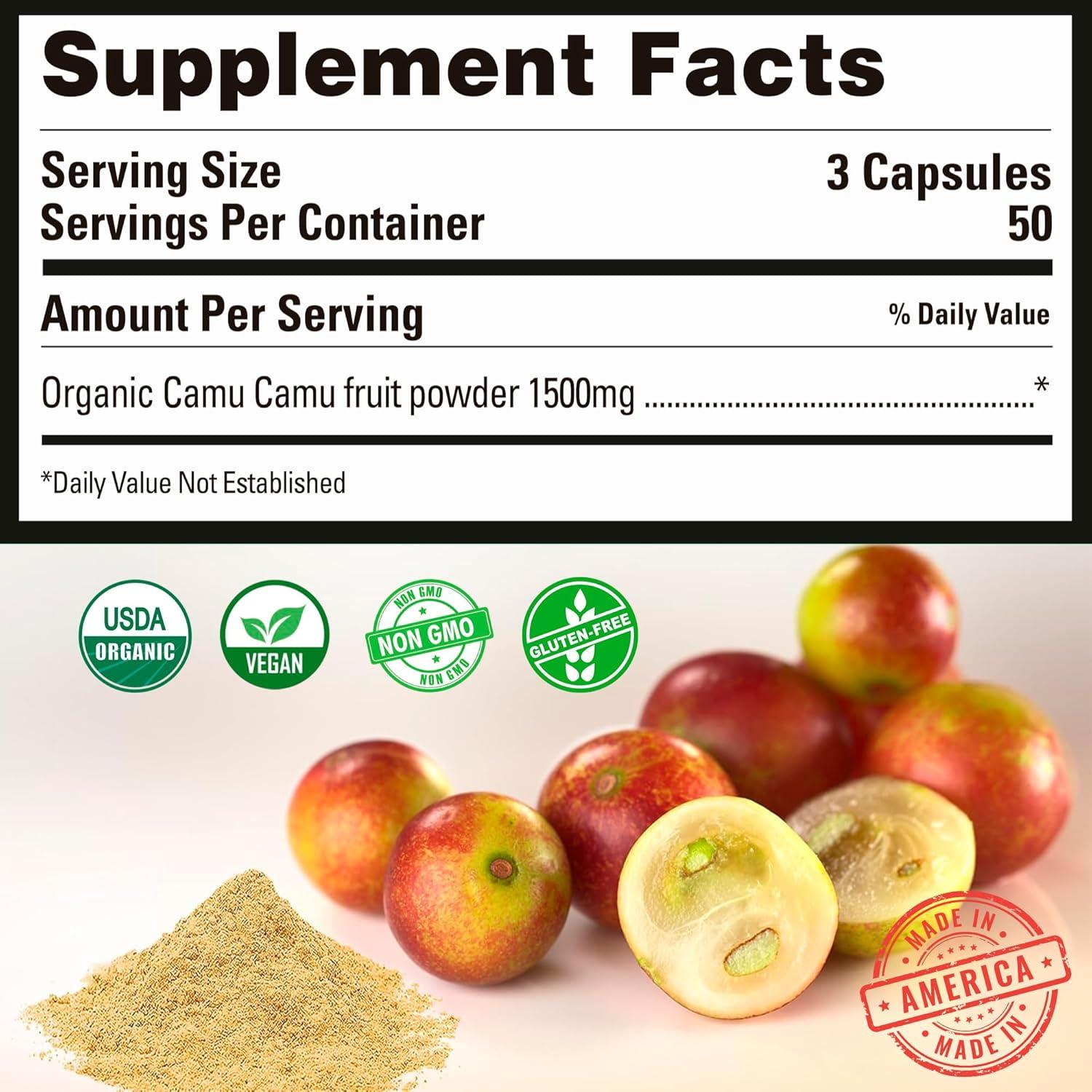 Cápsulas de Vitamina C Orgánica Camu Camu Peruvian Naturals 150 Unidades