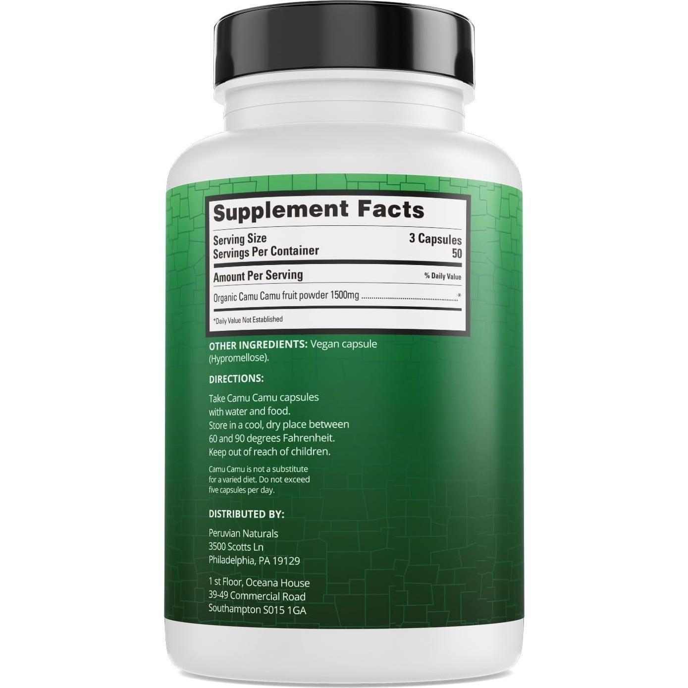 Cápsulas de Vitamina C Orgánica Camu Camu Peruvian Naturals 150 Unidades