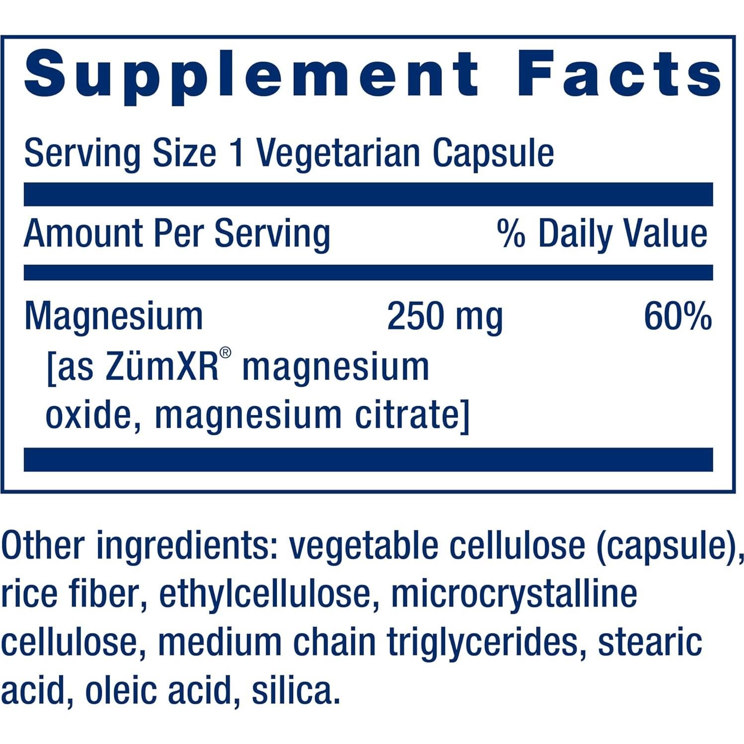 Suplemento de Magnesio Extensión de Vida 60 Cápsulas Vegetarianas