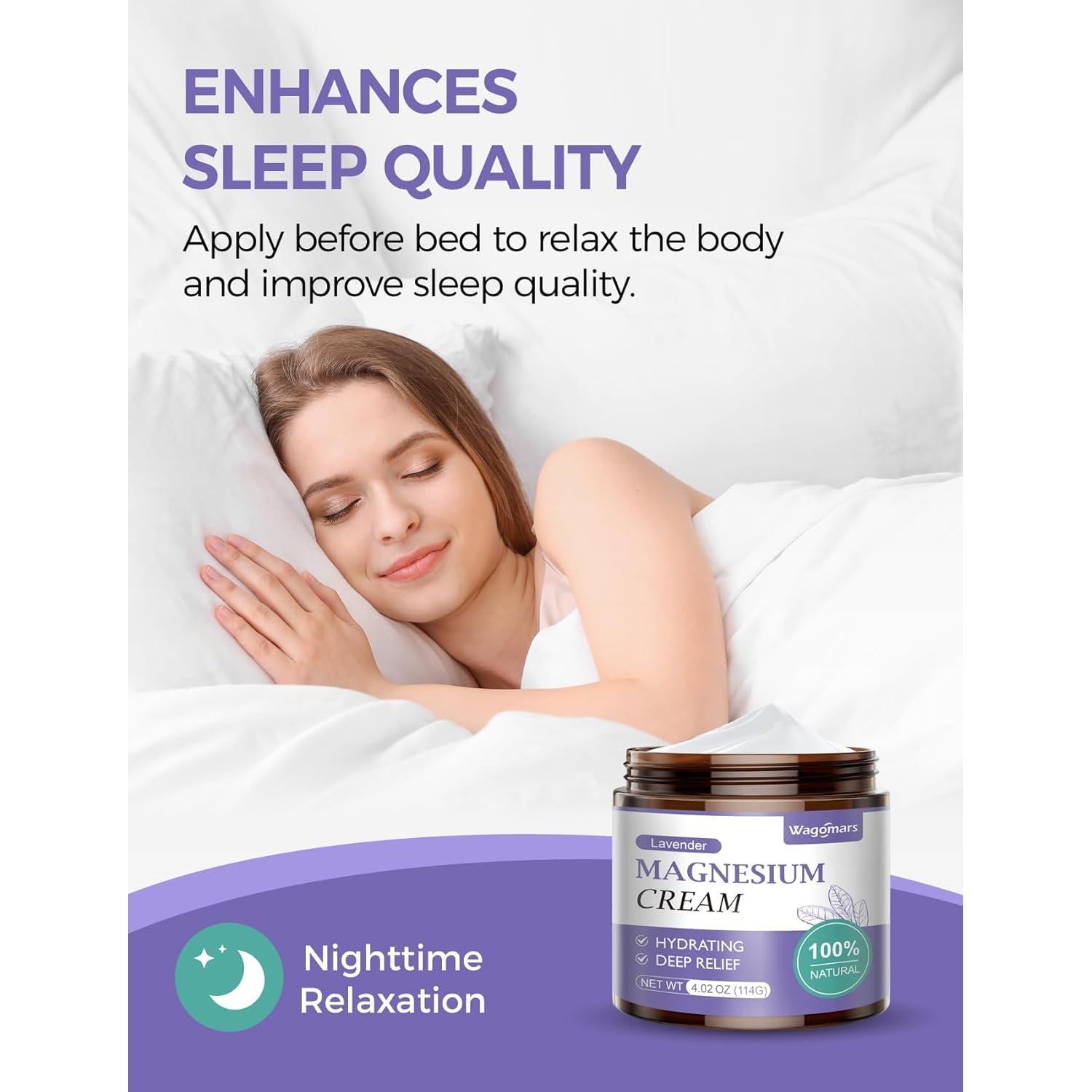 Crema de Magnesio Natural Wagomars 113g - Relajación Muscular Lavanda