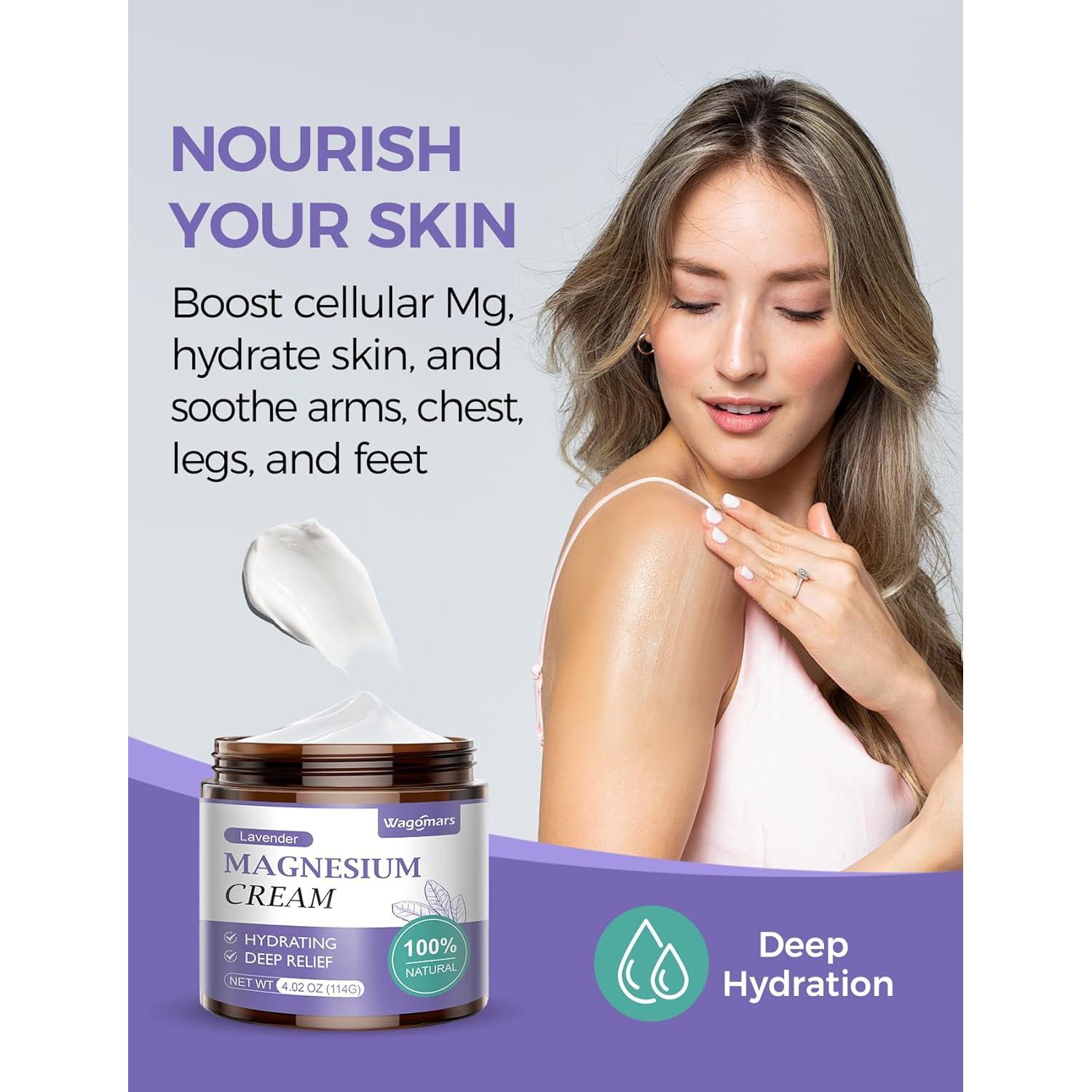 Crema de Magnesio Natural Wagomars 113g - Relajación Muscular Lavanda