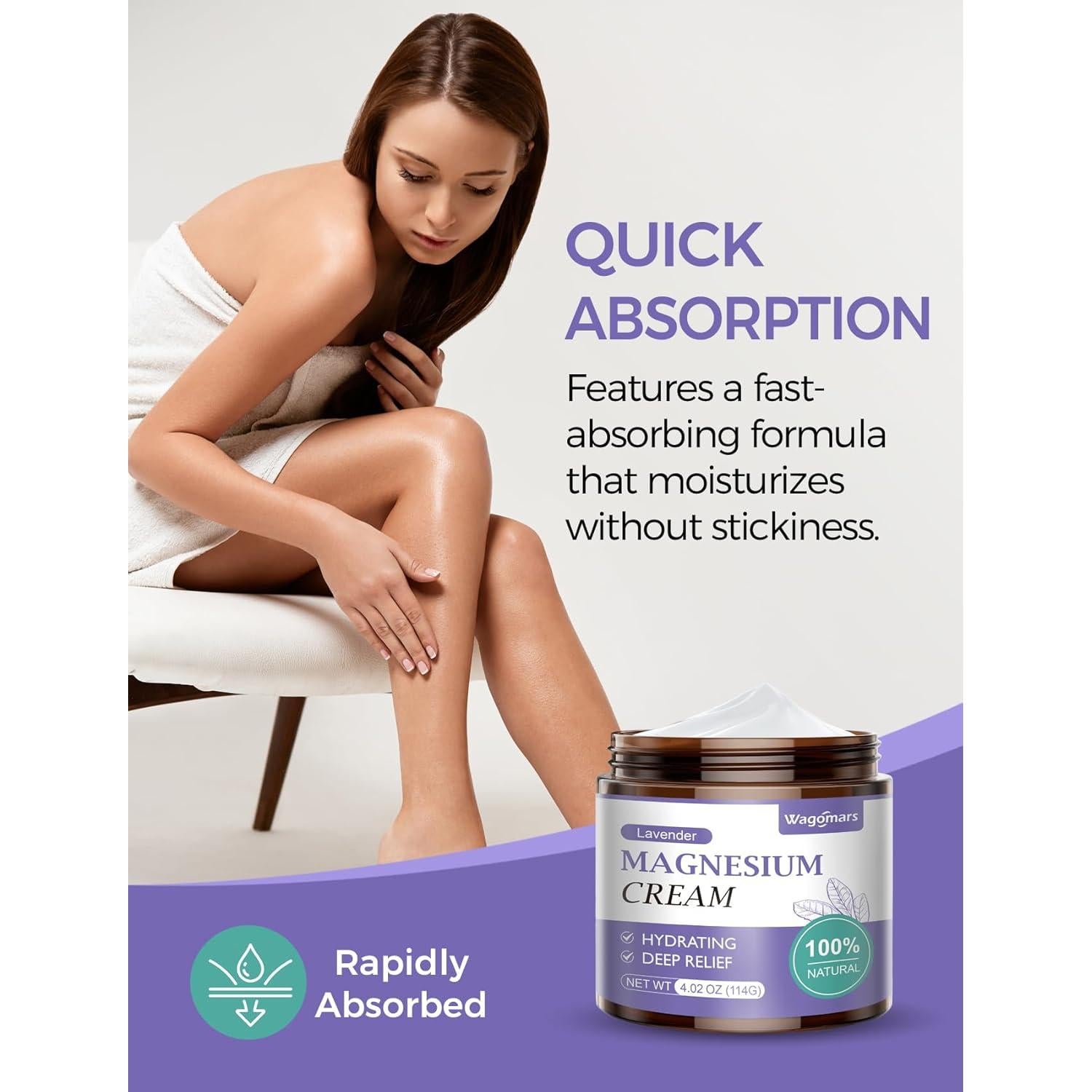 Crema de Magnesio Natural Wagomars 113g - Relajación Muscular Lavanda