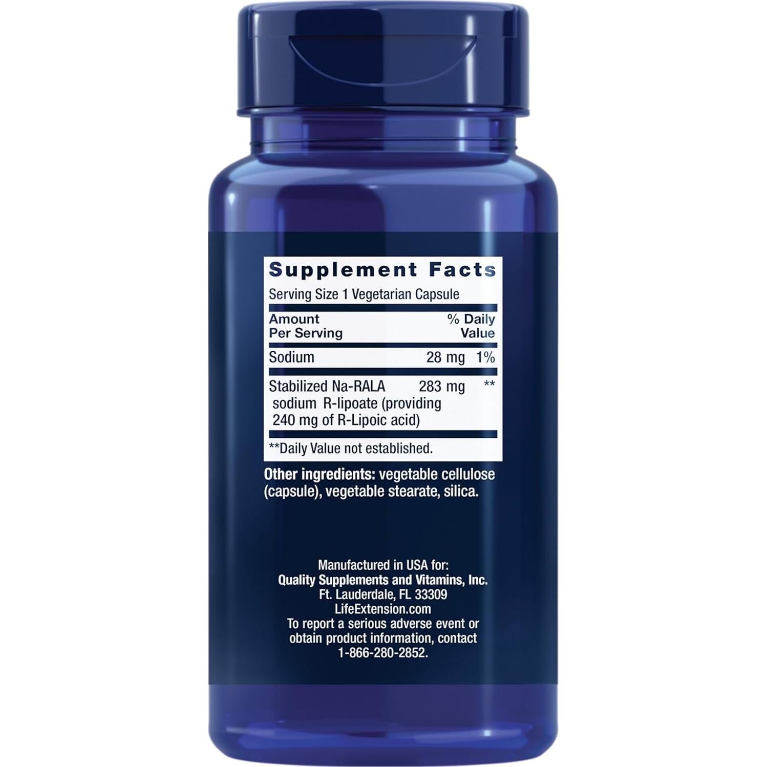 Ácido R-Lipoico Super Life Extension 240 mg - 60 Cápsulas