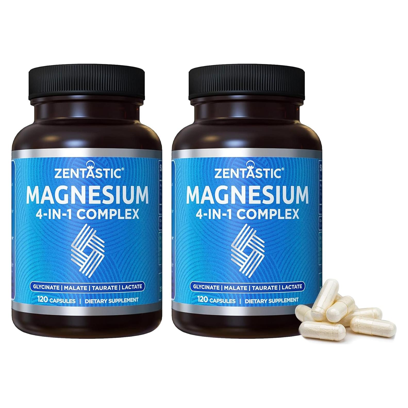 Complejo de Magnesio Zentastic 240 Cápsulas - Glicinato, Malato, Taurato, Lactato