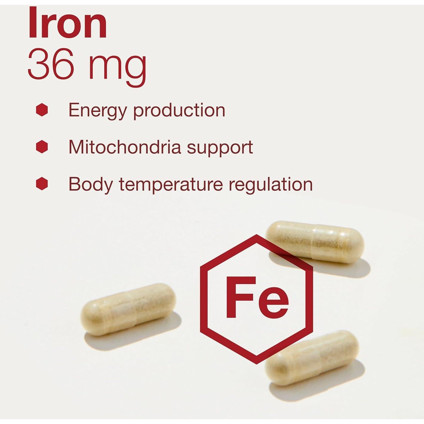 Suplemento de Hierro Ferrochel 36mg - Protocolo Vida - 90 Cápsulas Veganas