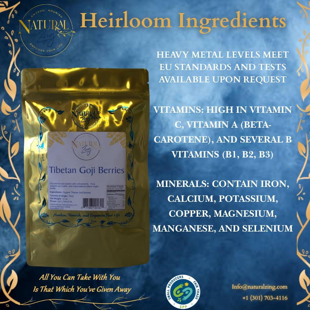 Bayas de Goji Tibetanas Naturales Zing - 226.8 g - Antioxidantes