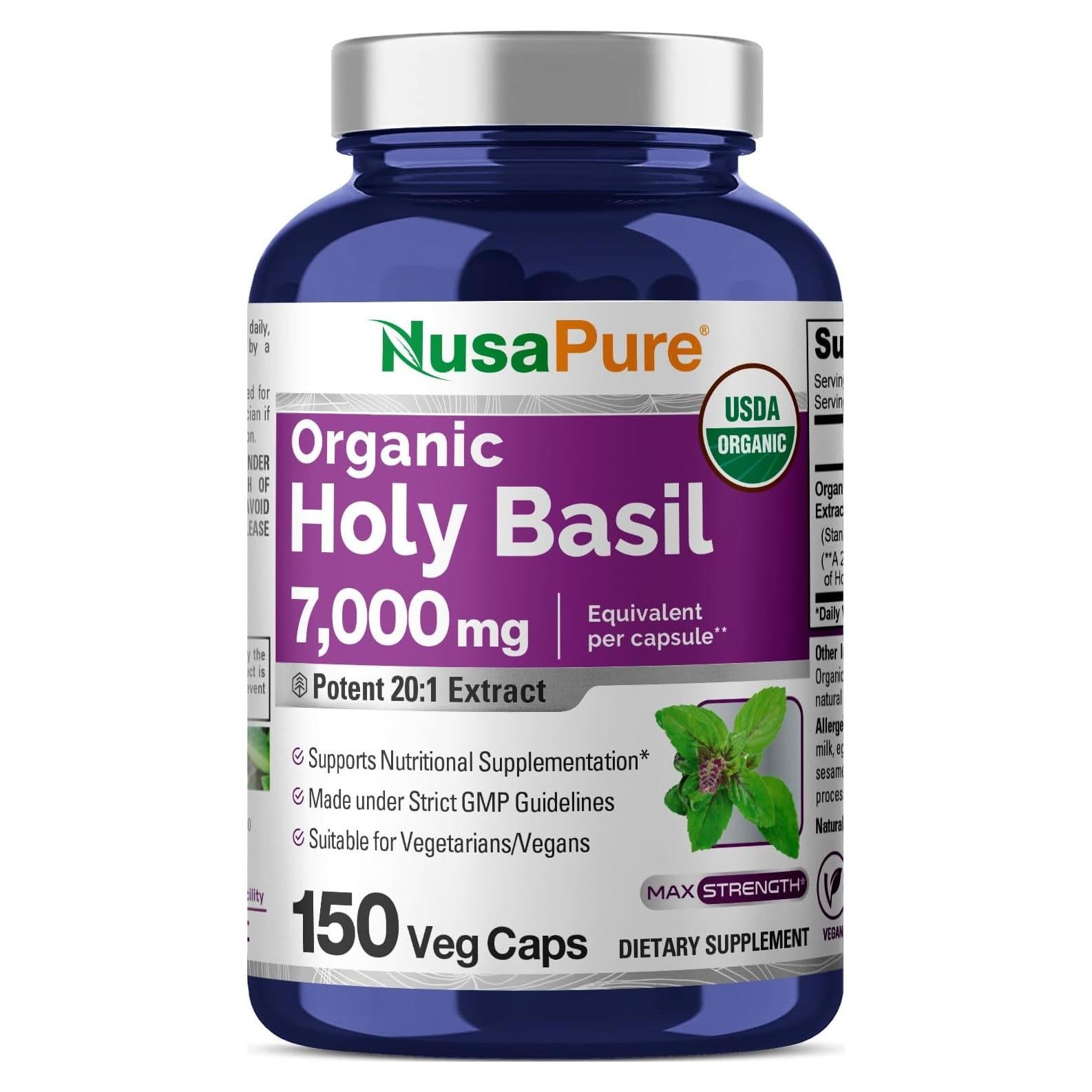 Cápsulas de Albahaca Sagrada NusaPure 350 mg Veganas 150 Unidades