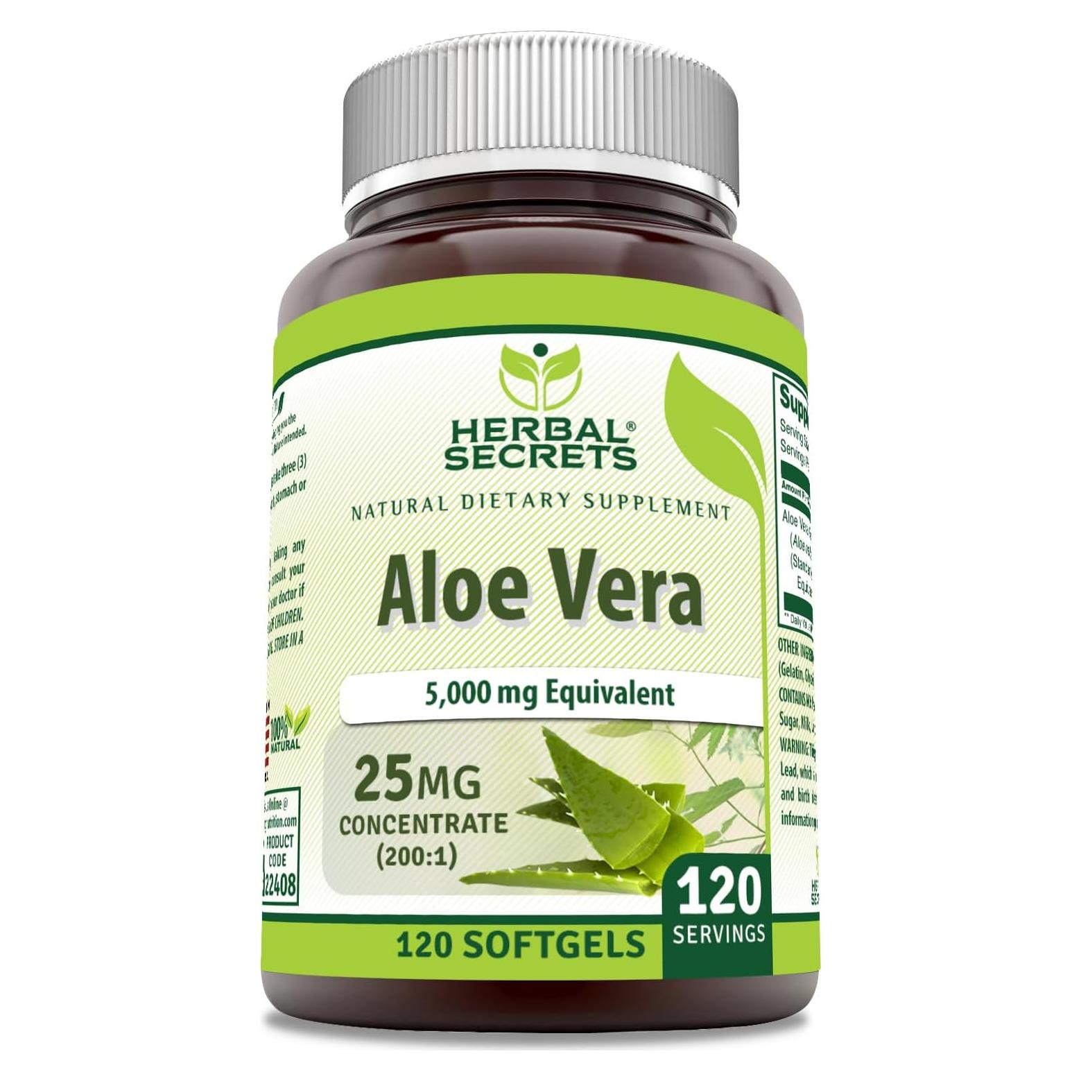 Suplemento de Aloe Vera Herbal Secrets 5000 Mg 120 Softgels