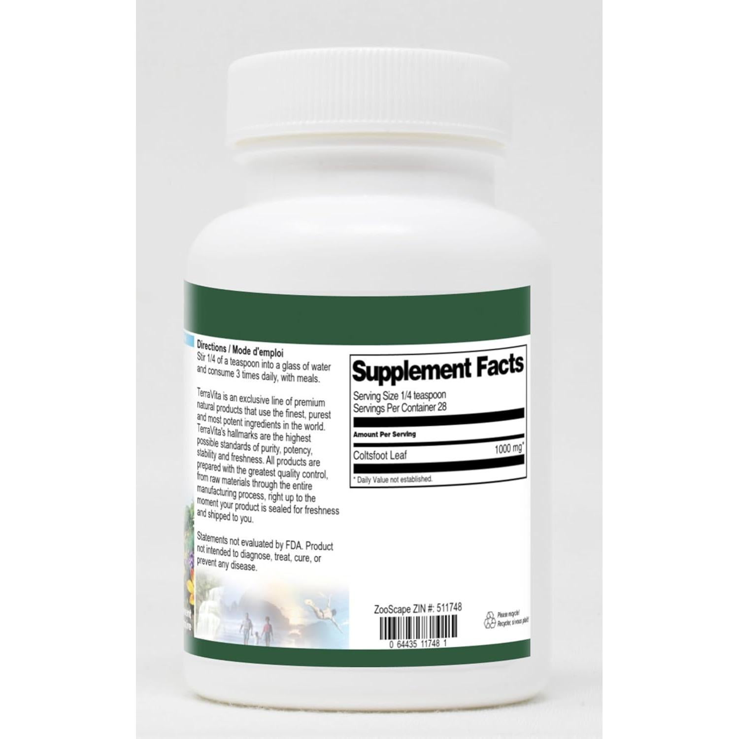 Polvo de Hoja de Coltsfoot TerraVita 28.35 g Sin Rellenos