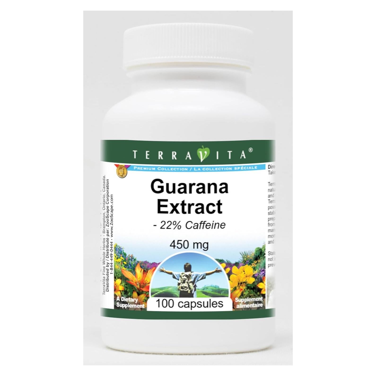 Extracto de Guaraná TerraVita 450 mg 100 Cápsulas 22% Cafeína