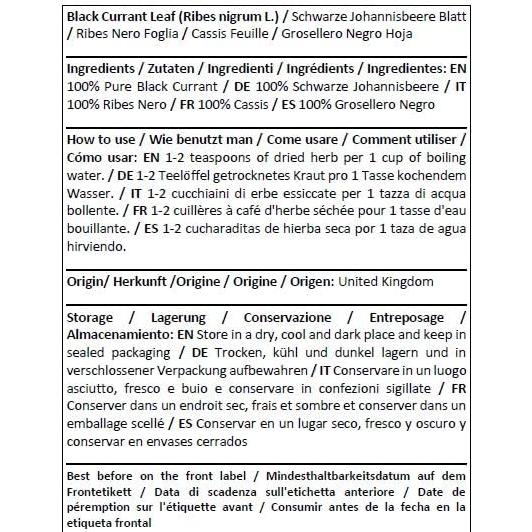 Té Herbal de Hoja de Grosella Negra Herba Organica 100g