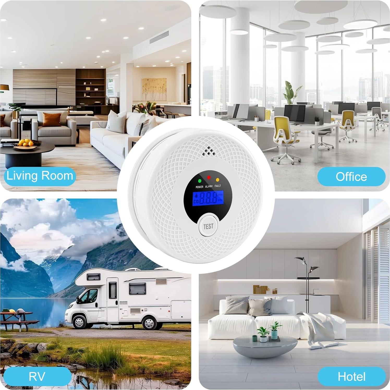 Detector de Humo y Monóxido de Carbono OLUNCLE LCD 85dB