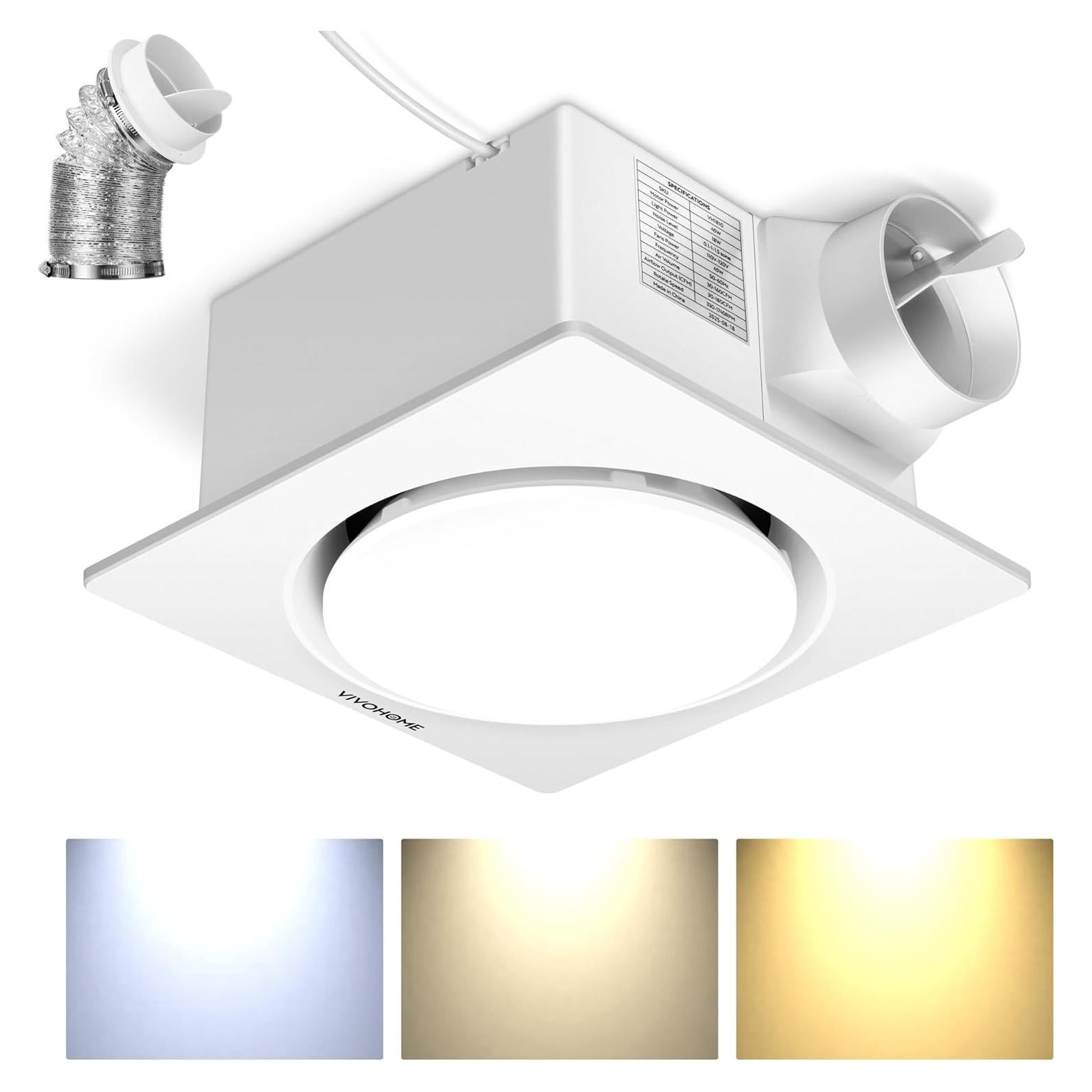 Ventilador Extractor de Baño VIVOHOME 3CCT Luz y 160 CFM