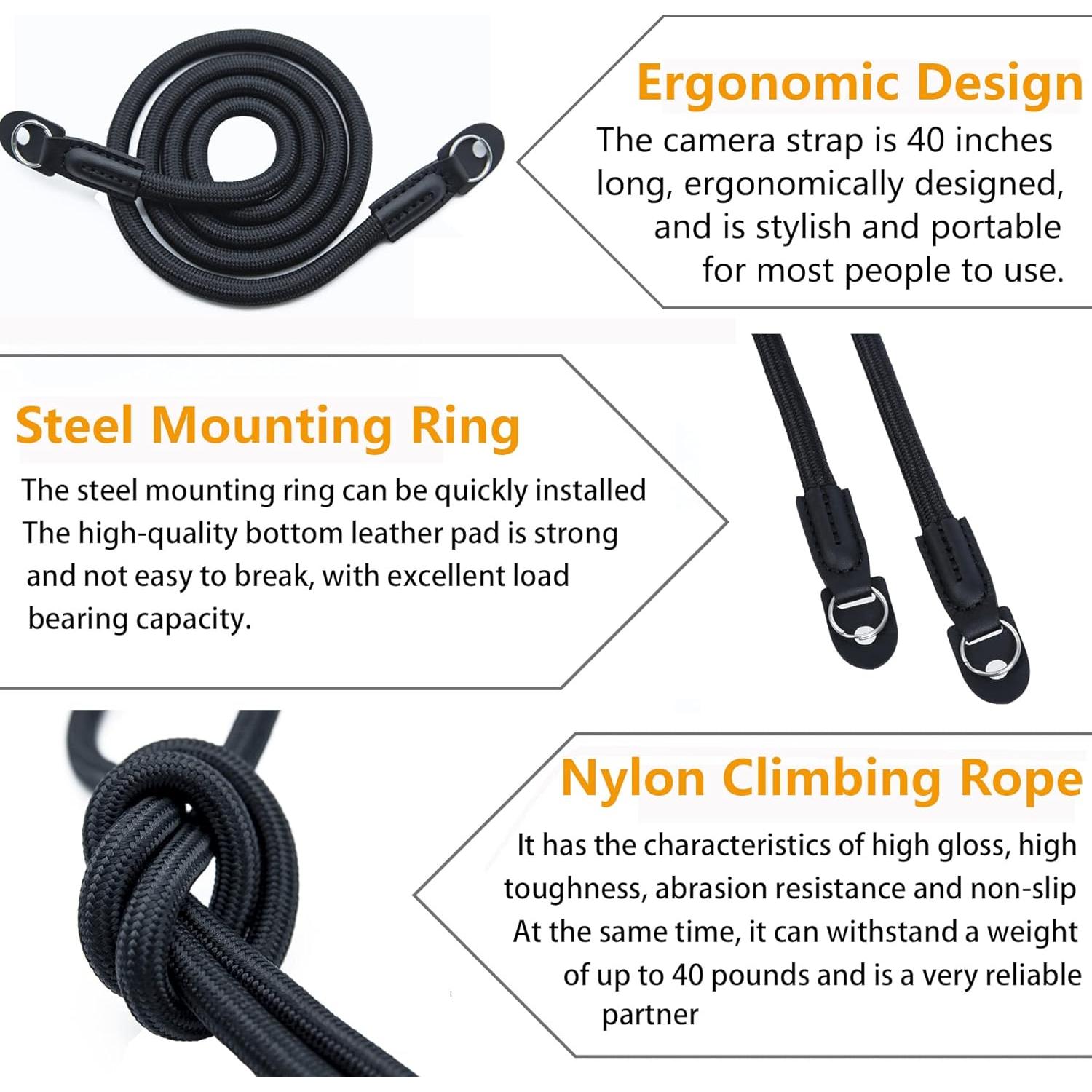 Correa para cámara Hargedis ST-CL negra, alta resistencia y antideslizante