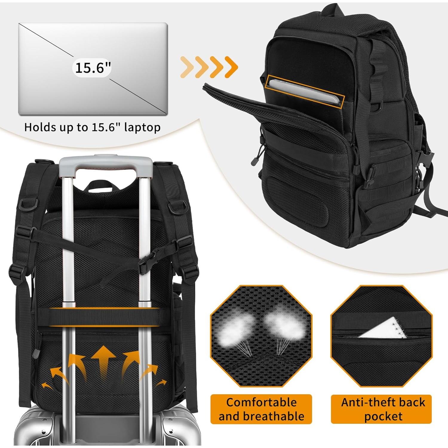 Mochila para cámara TORIBIO resistente al agua con compartimento para laptop 15.6"
