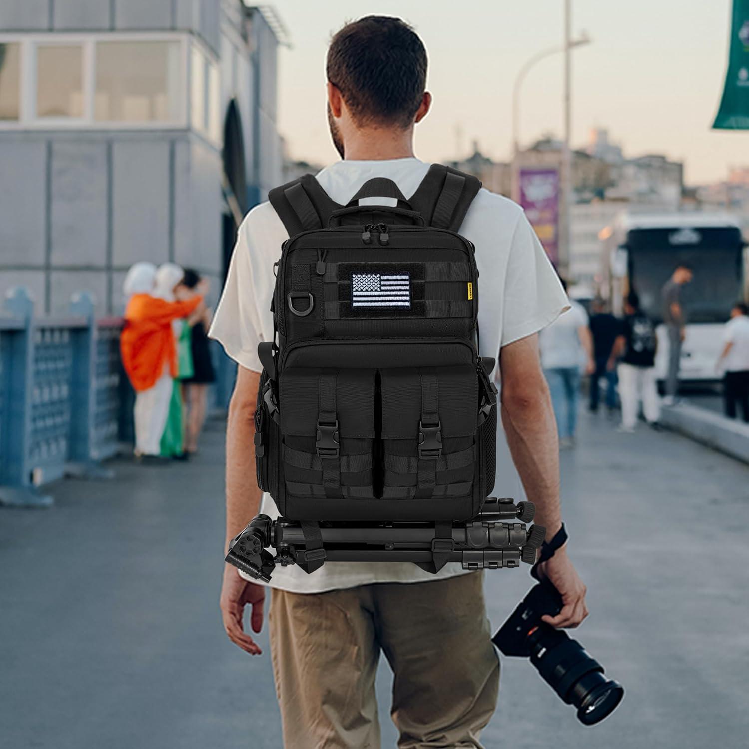 Mochila para cámara TORIBIO resistente al agua con compartimento para laptop 15.6"