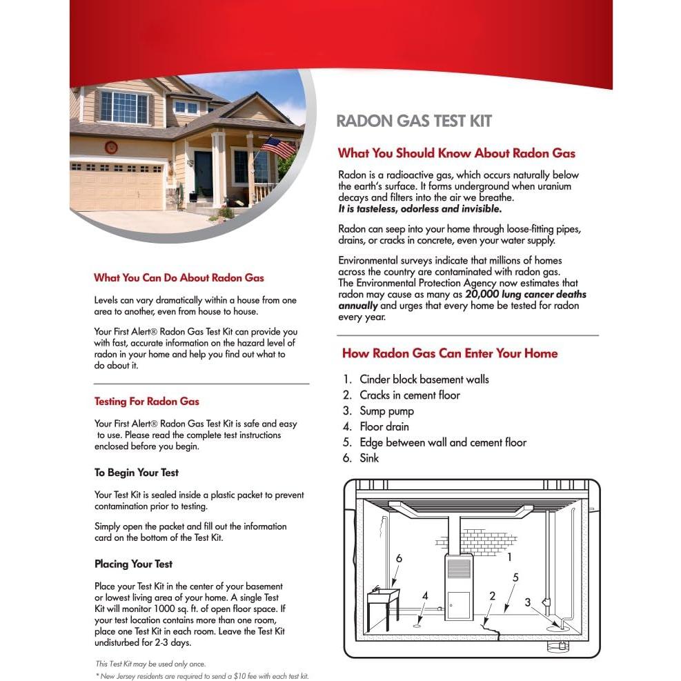 Kit de Prueba de Gas Radón First Alert RD1 - Seguro y Efectivo