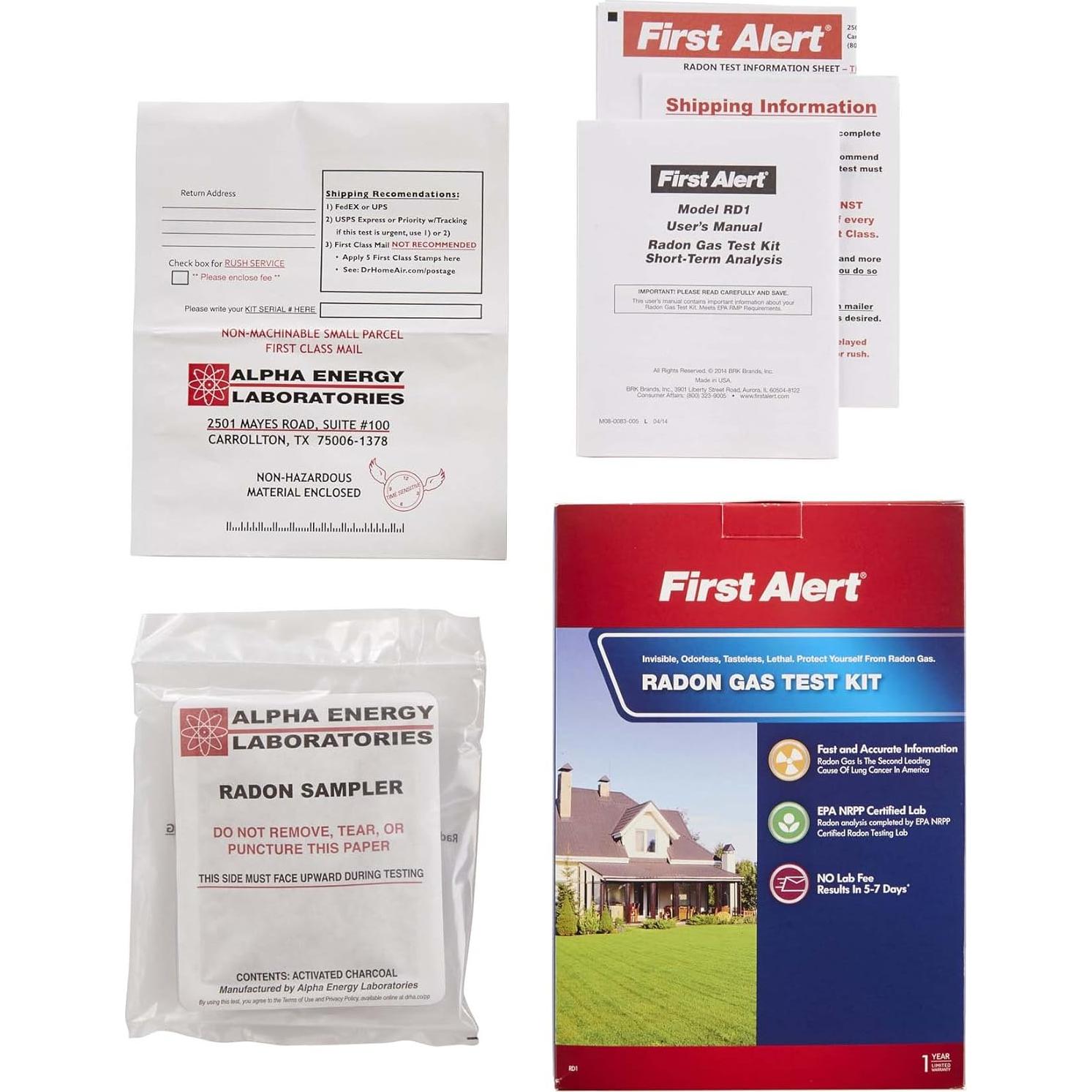 Kit de Prueba de Gas Radón First Alert RD1 - Seguro y Efectivo